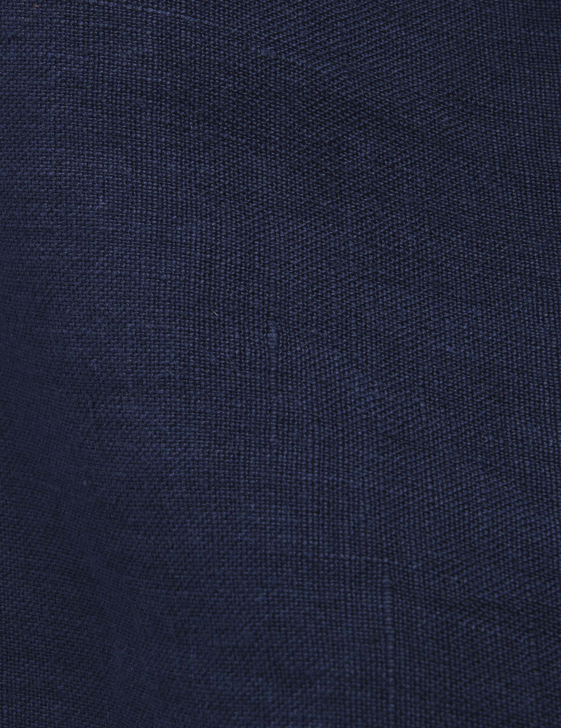 Hilario navy linen popover shirt - Lin - Officier Collar