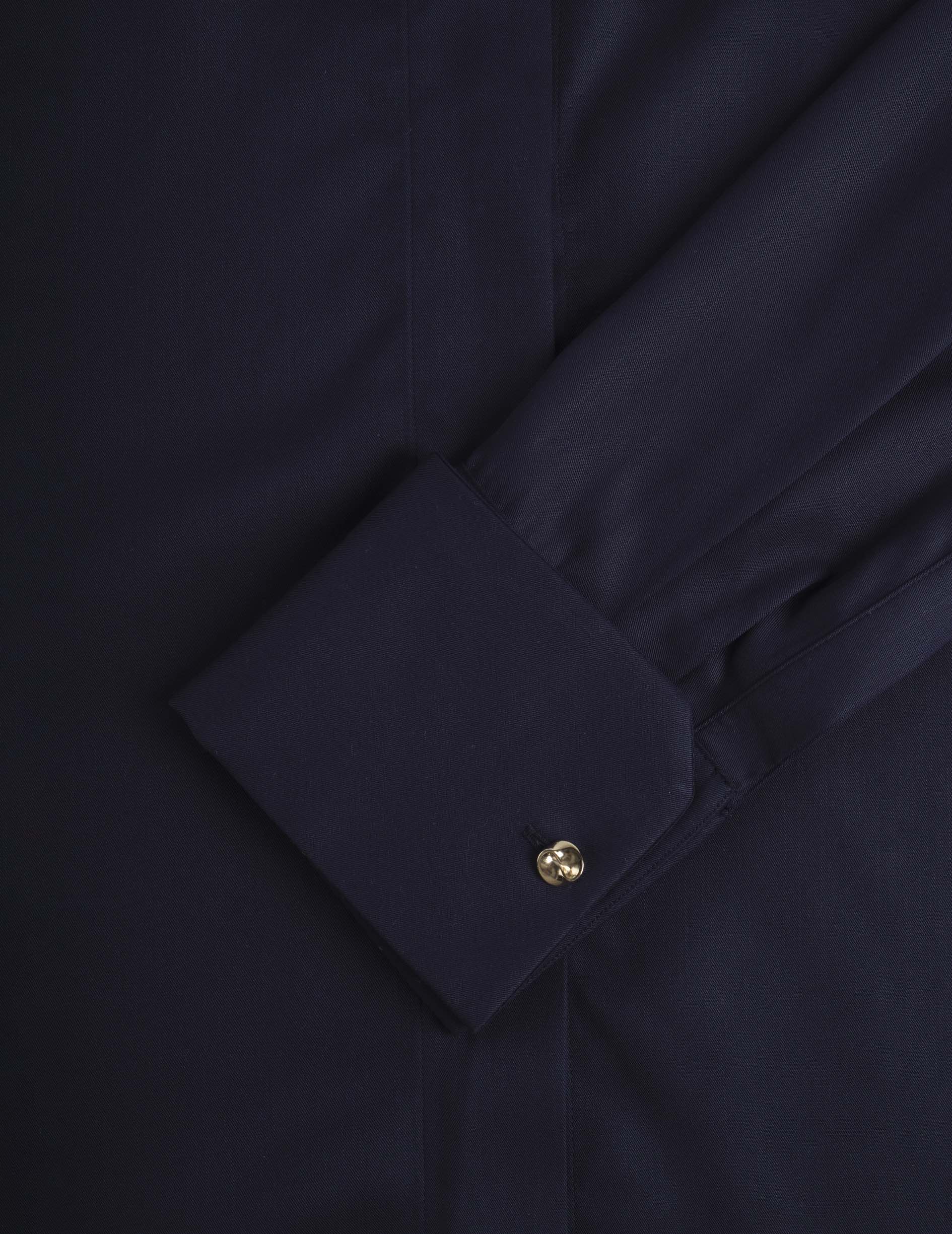 Irisa navy hidden button placket shirt - Lyocell - Long Collar - French Cuffs