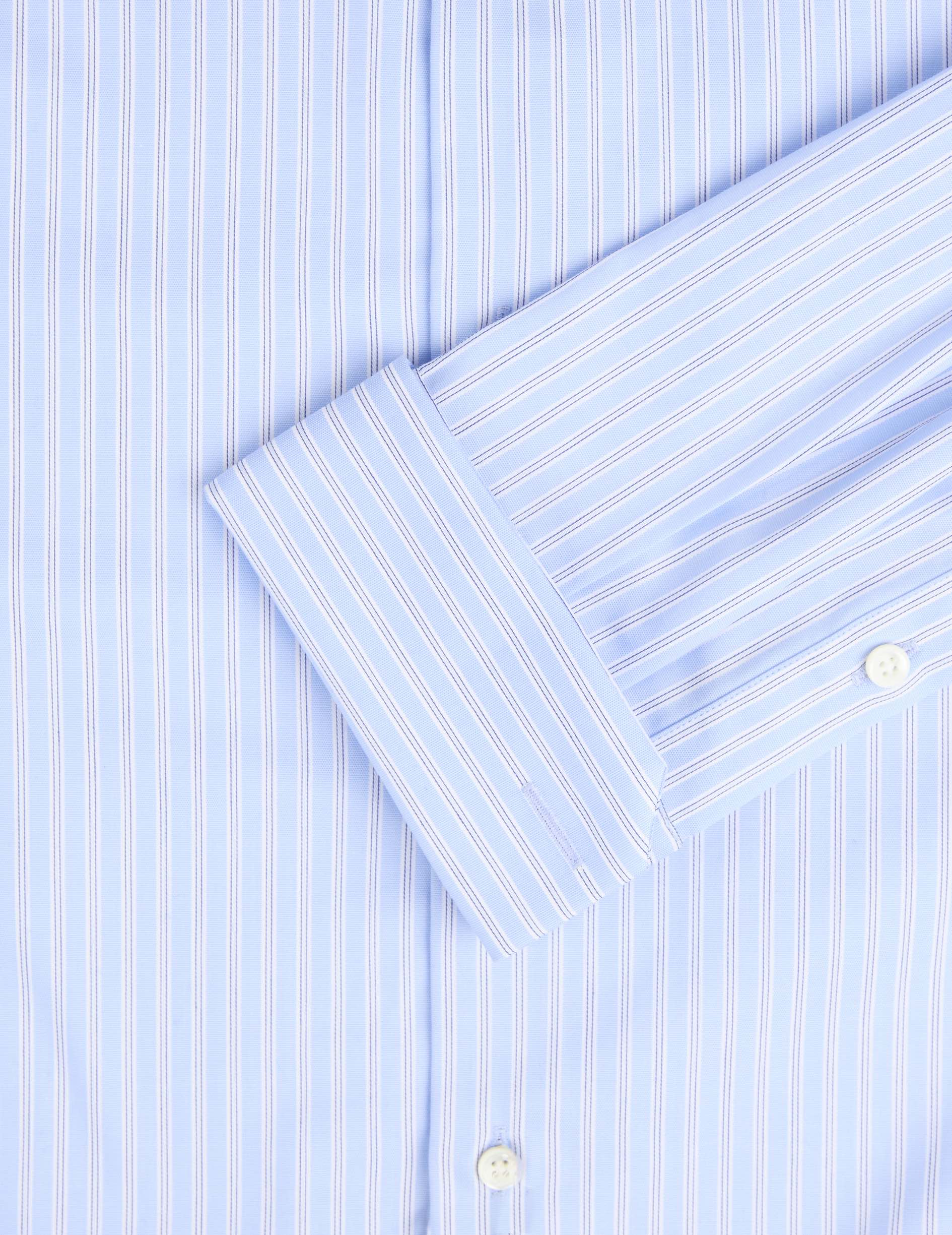 Classic striped blue shirt - pin point - Italian Collar - Musketeers Cuffs