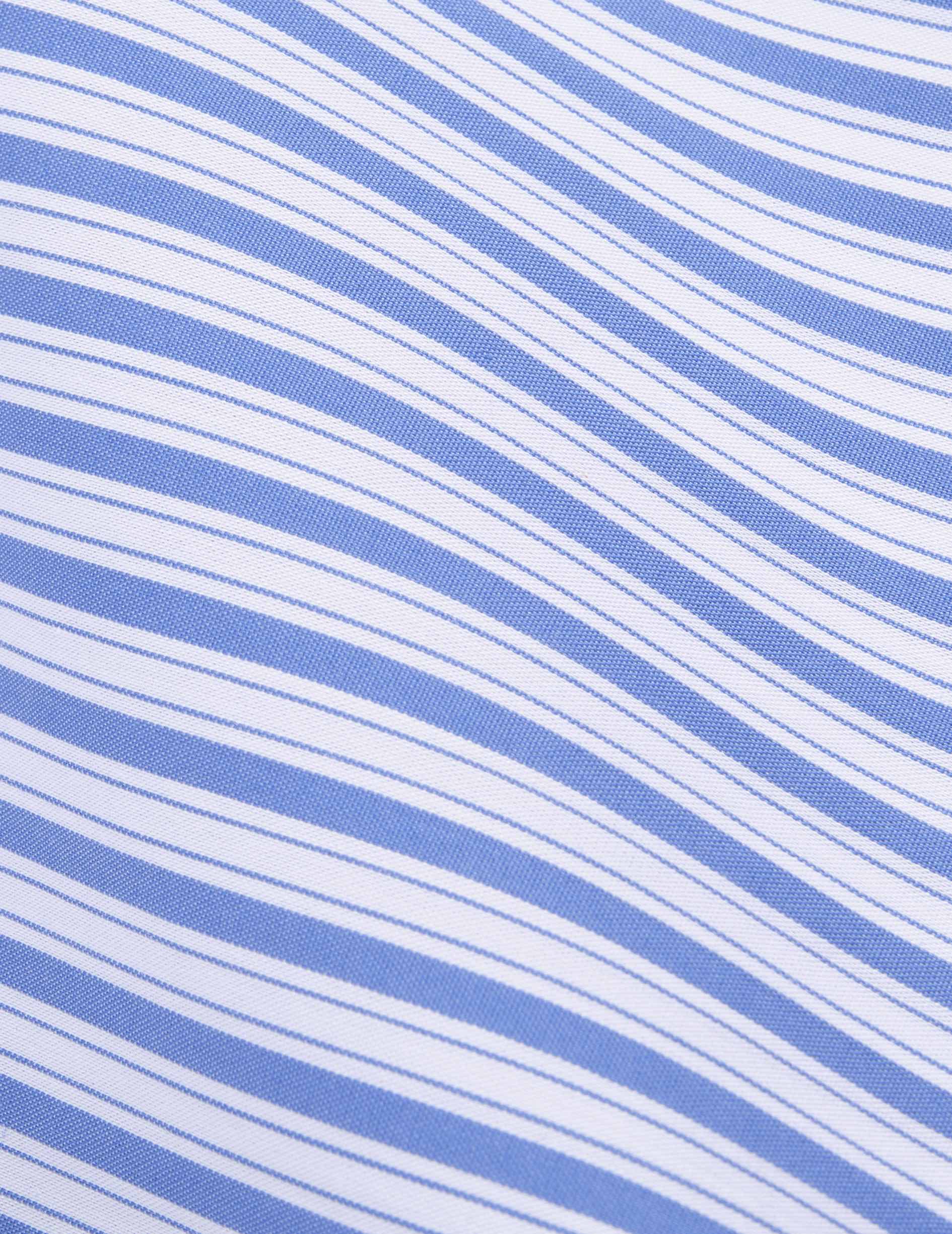 Semi-fitted striped blue shirt - Poplin - Italian Collar