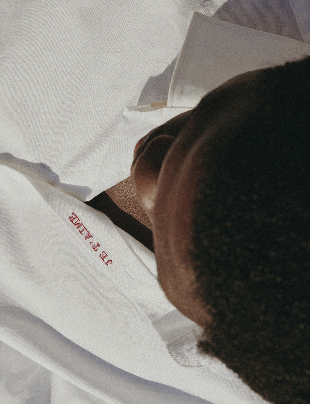 Unisex white “Je t’aime” shirt - Oxford - Figaret Collar