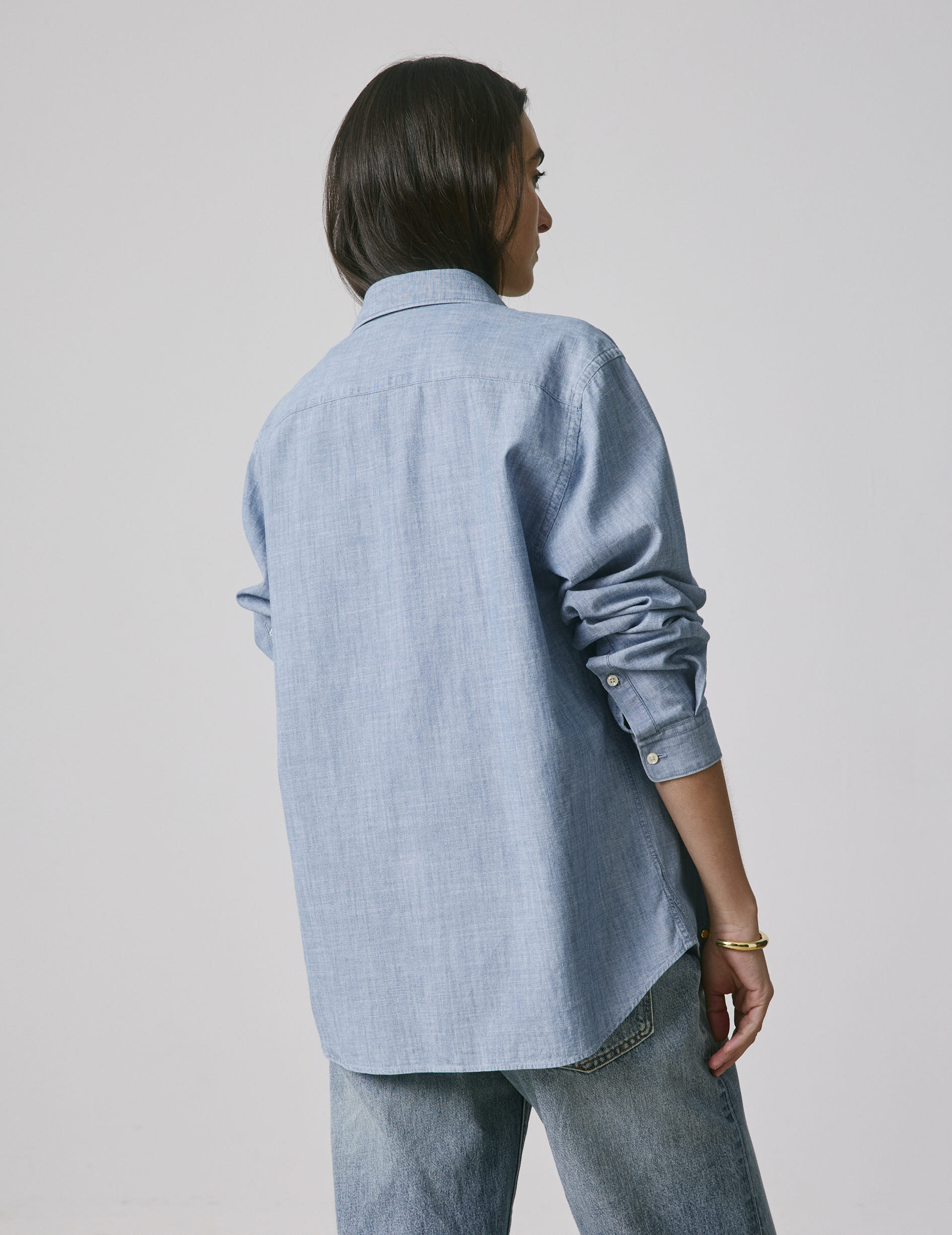 Unisex blue “Je t’aime” shirt - Chambray - Figaret Collar