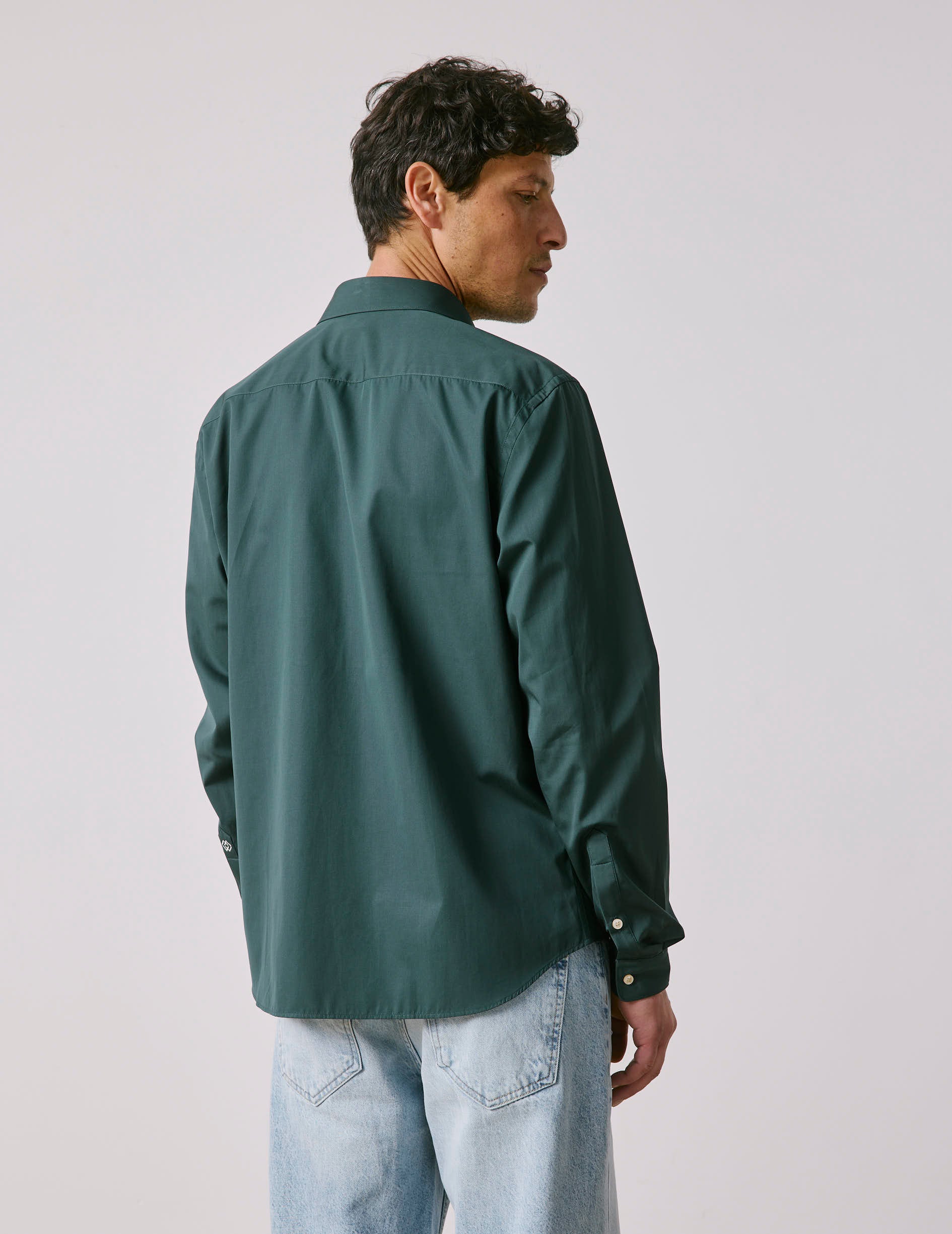 Unisex dark green “Je t’aime” shirt - Poplin - Figaret Collar