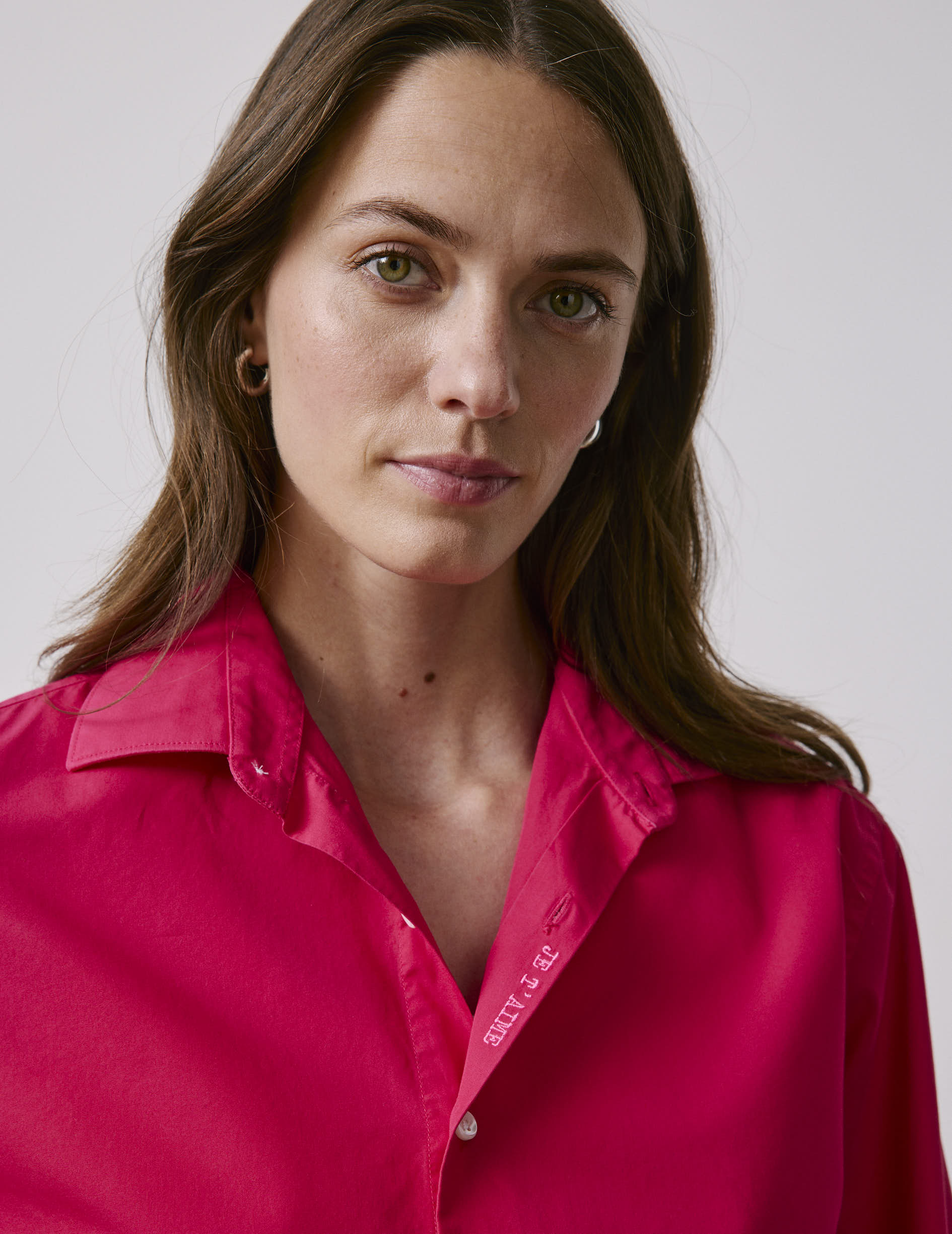 Unisex fuchsia "Je t'aime" shirt - Poplin - Figaret Collar
