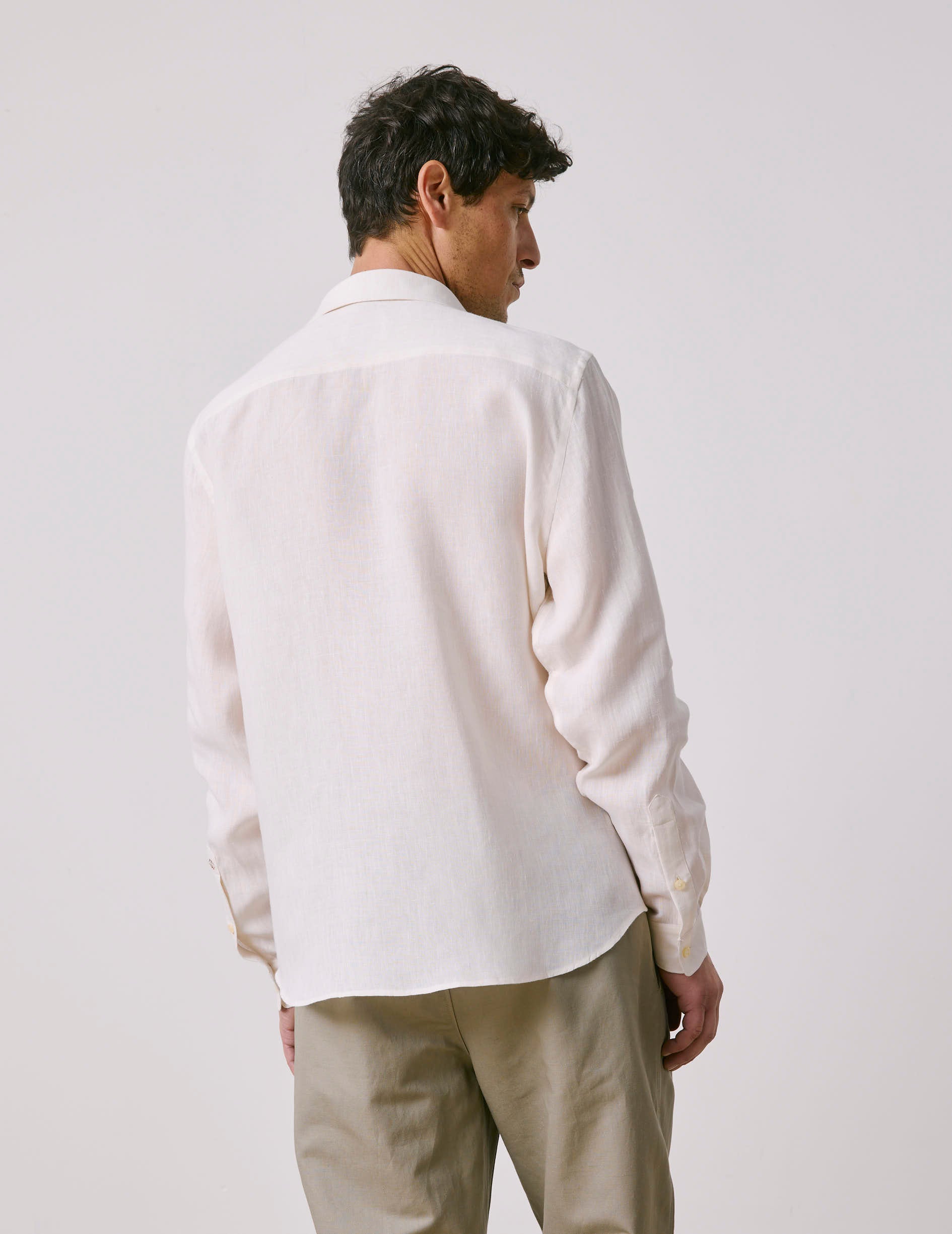 Unisex “Je t’aime” shirt in ecru linen - Lin - Figaret Collar