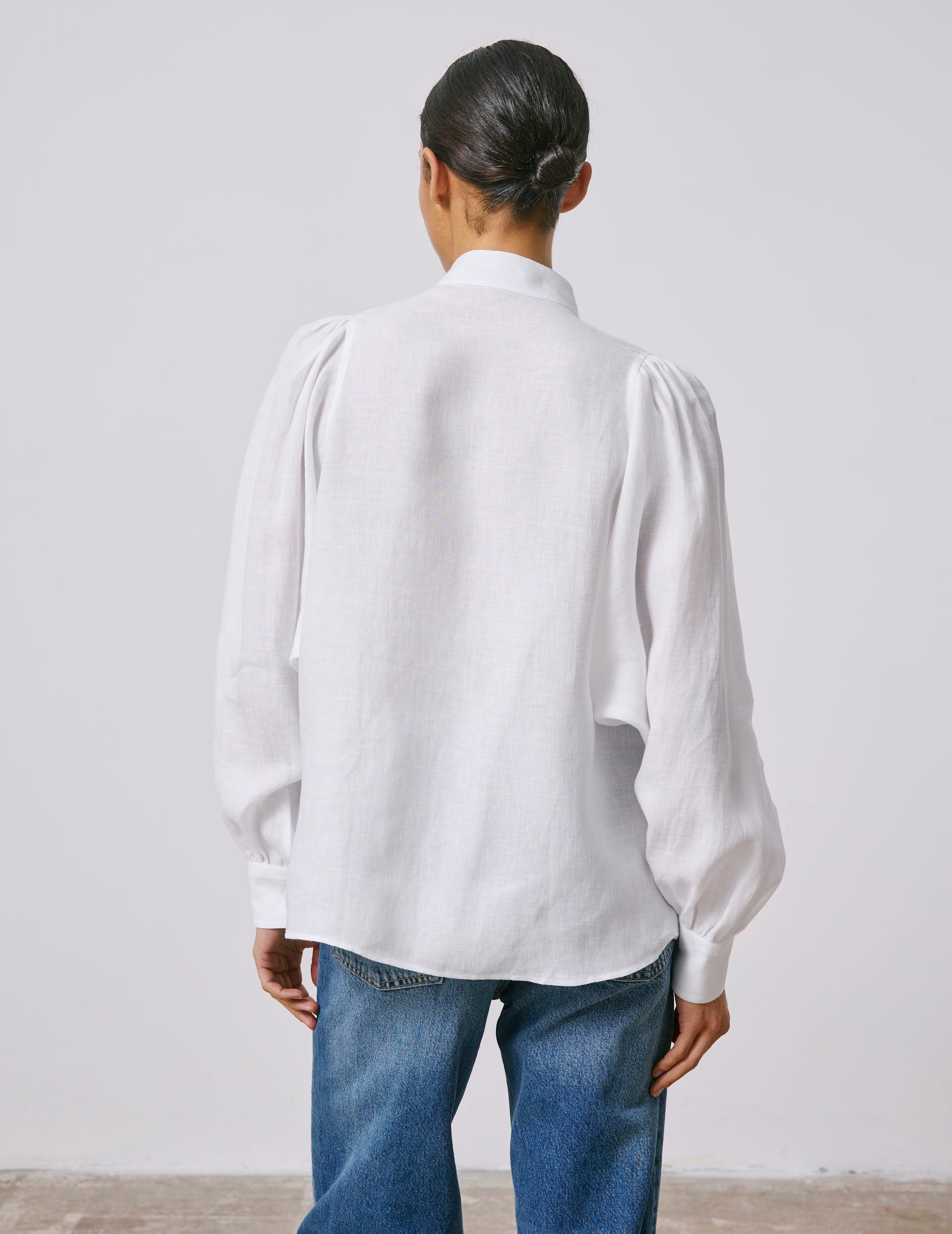Lanaée white linen shirt - Linen - Officier Collar