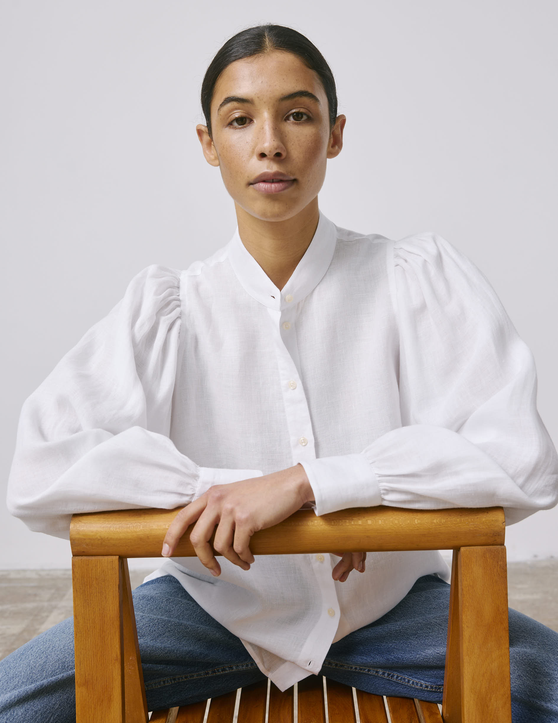 Lanaée white linen shirt - Linen - Officier Collar