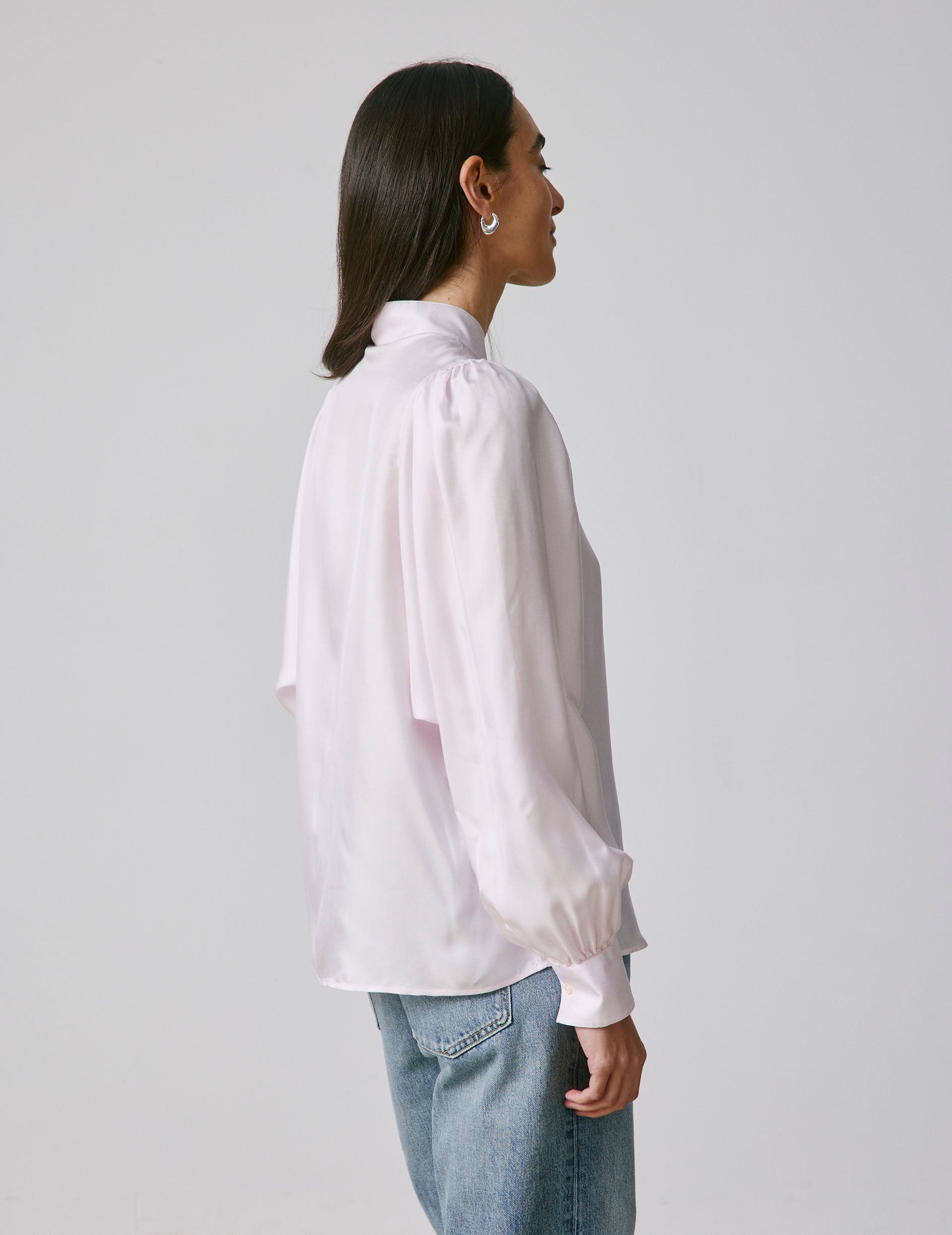 Light pink Lanaée shirt - Silk - Officer Collar