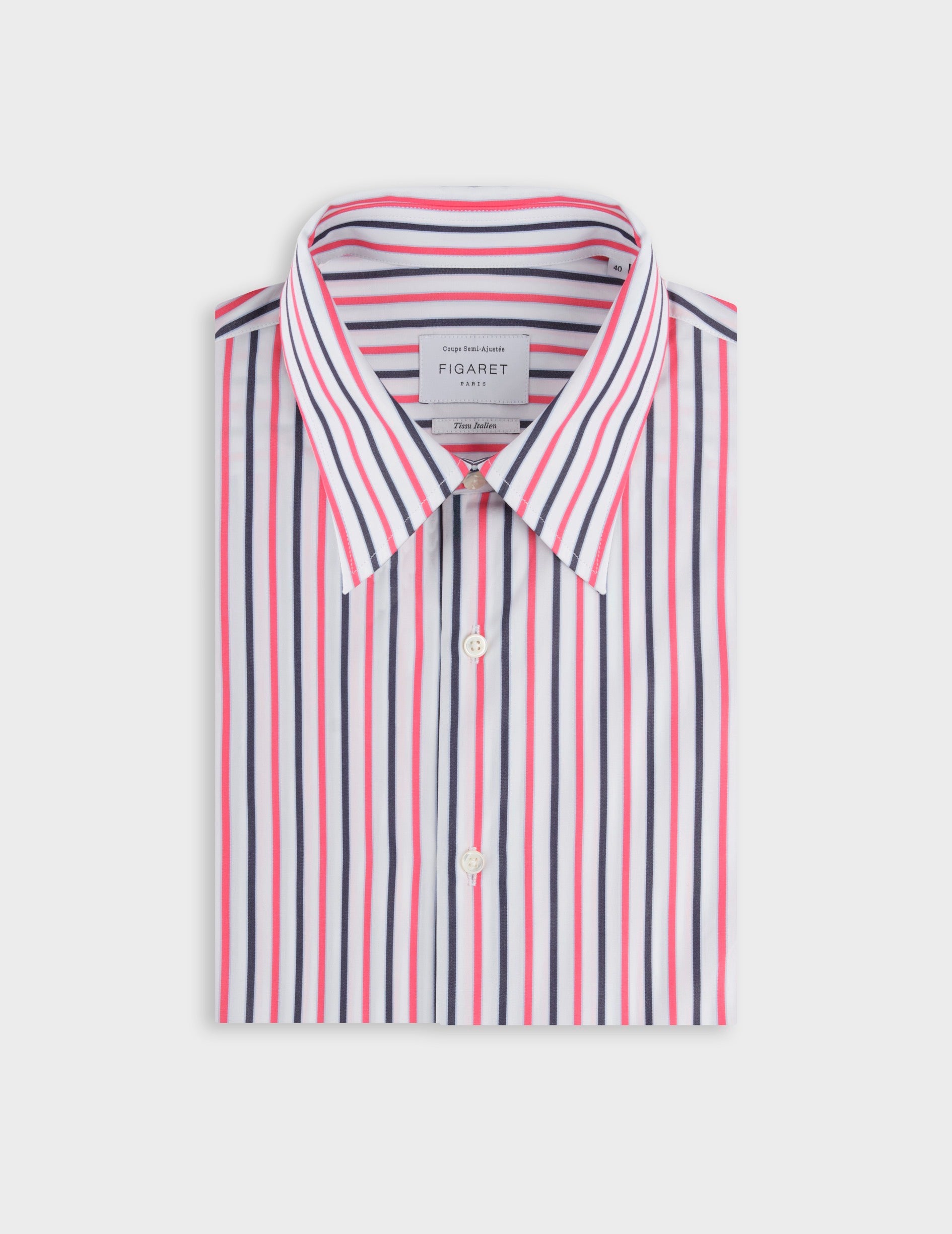 slim fit dress slacks Semi-Fitted Striped Red Shirt