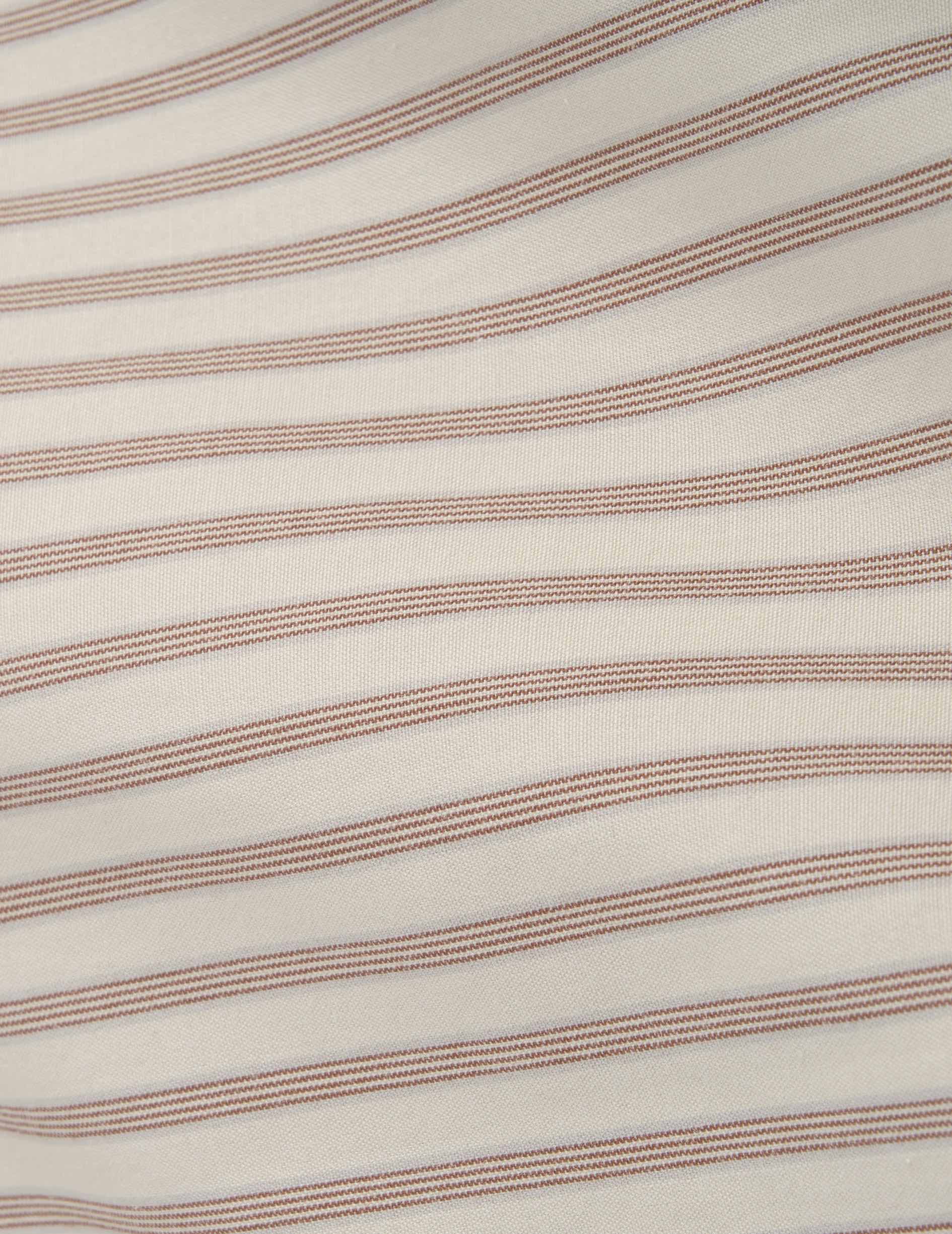 Mathéa beige striped hidden button placket shirt - Poplin - Shirt Collar