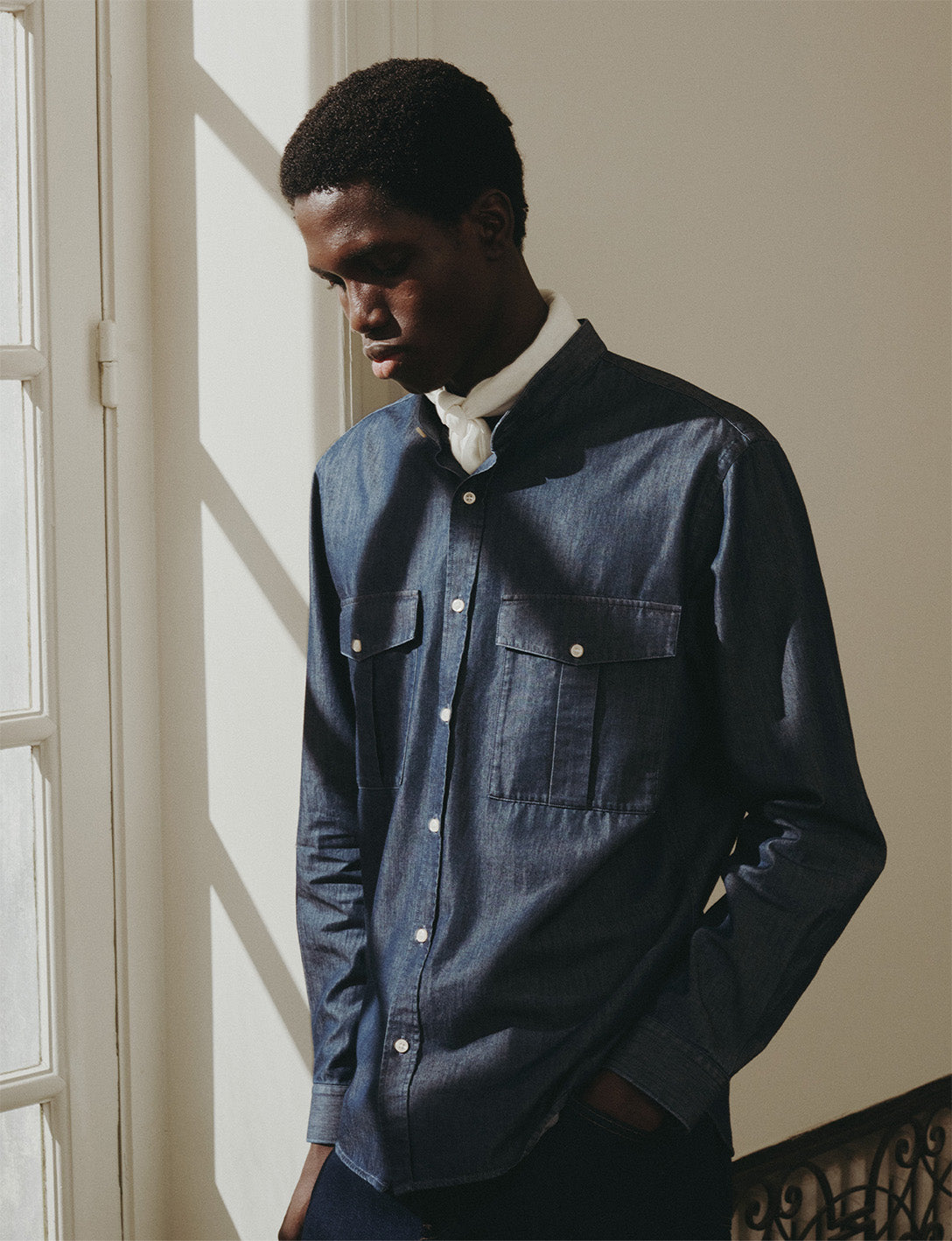Mathias navy shirt - Denim - Officier Collar
