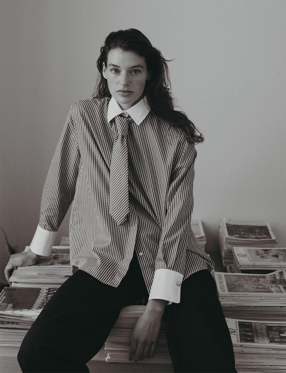 Naéline Blue hidden button placket shirt - Popeline - Chemise Collar