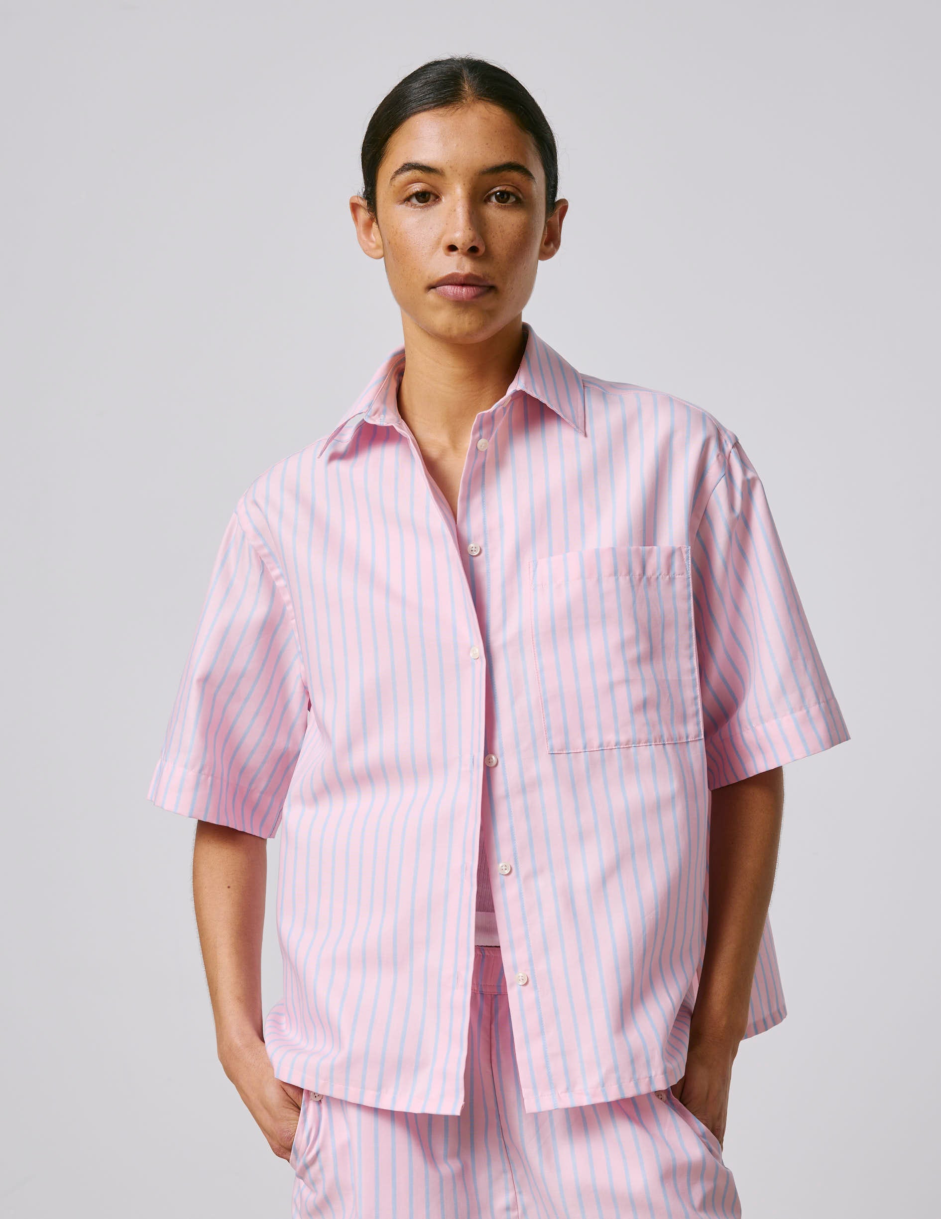 Pink striped Natasha shirt - Oxford - Shirt Collar
