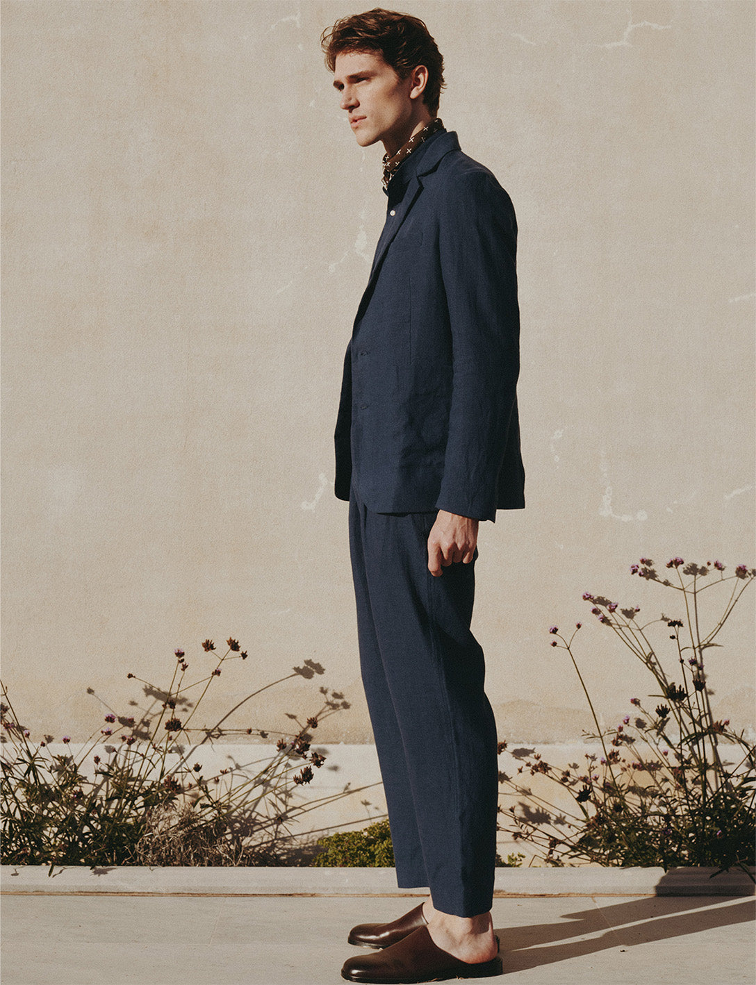 Nathis navy linen blazer jacket