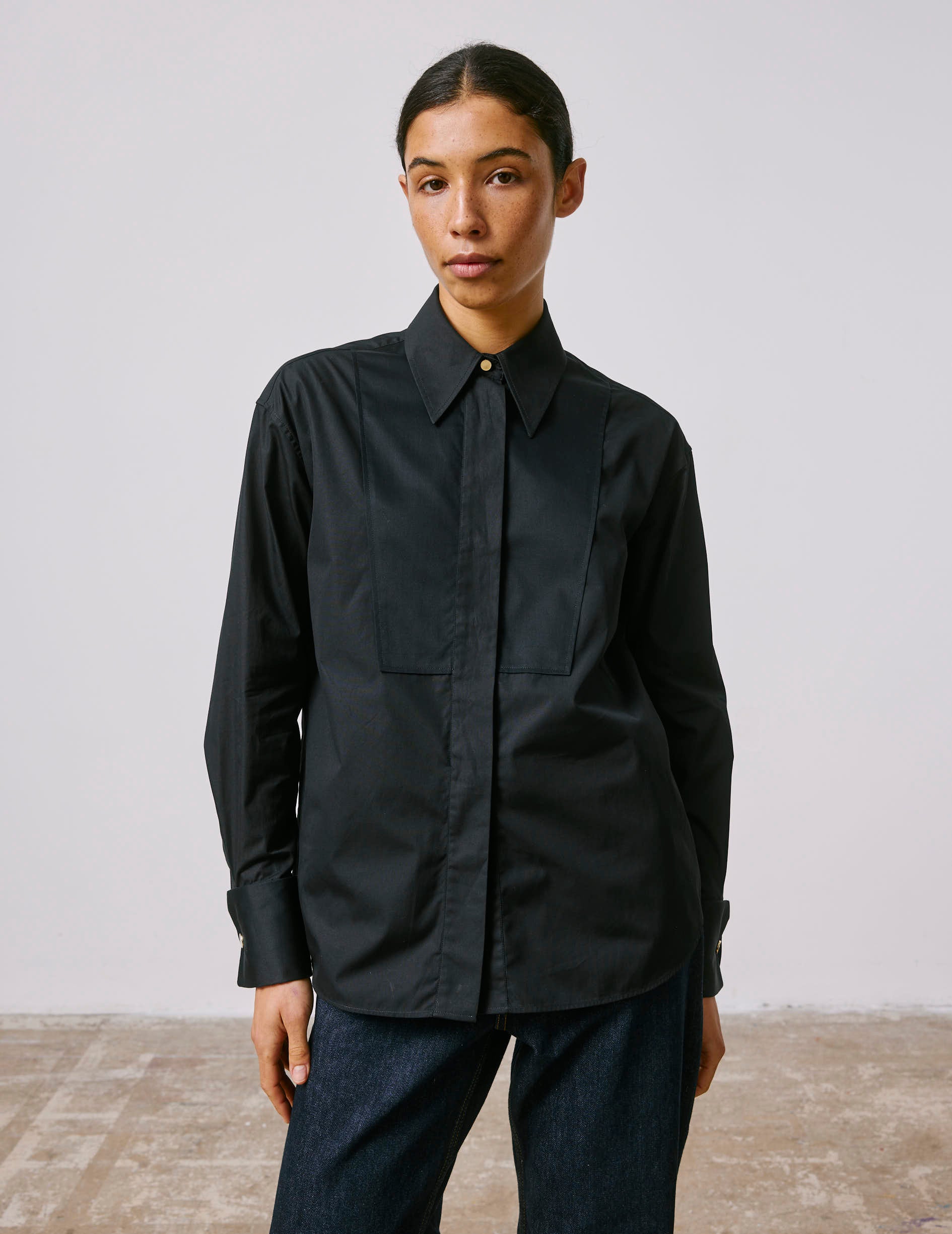 Black Nawelle shirt - Poplin - Shirt Collar - French Cuffs