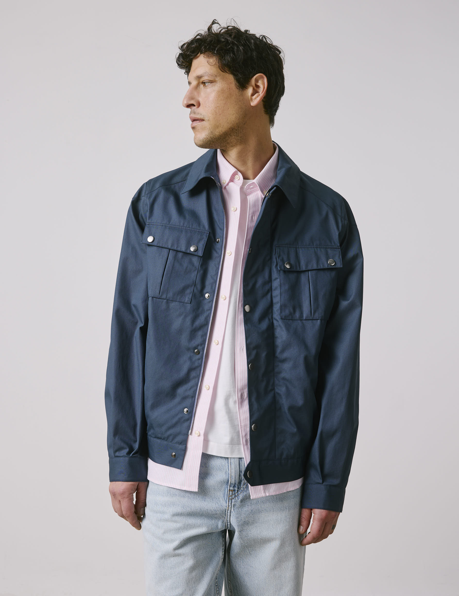 Nelson bomber jacket in navy cotton canvas