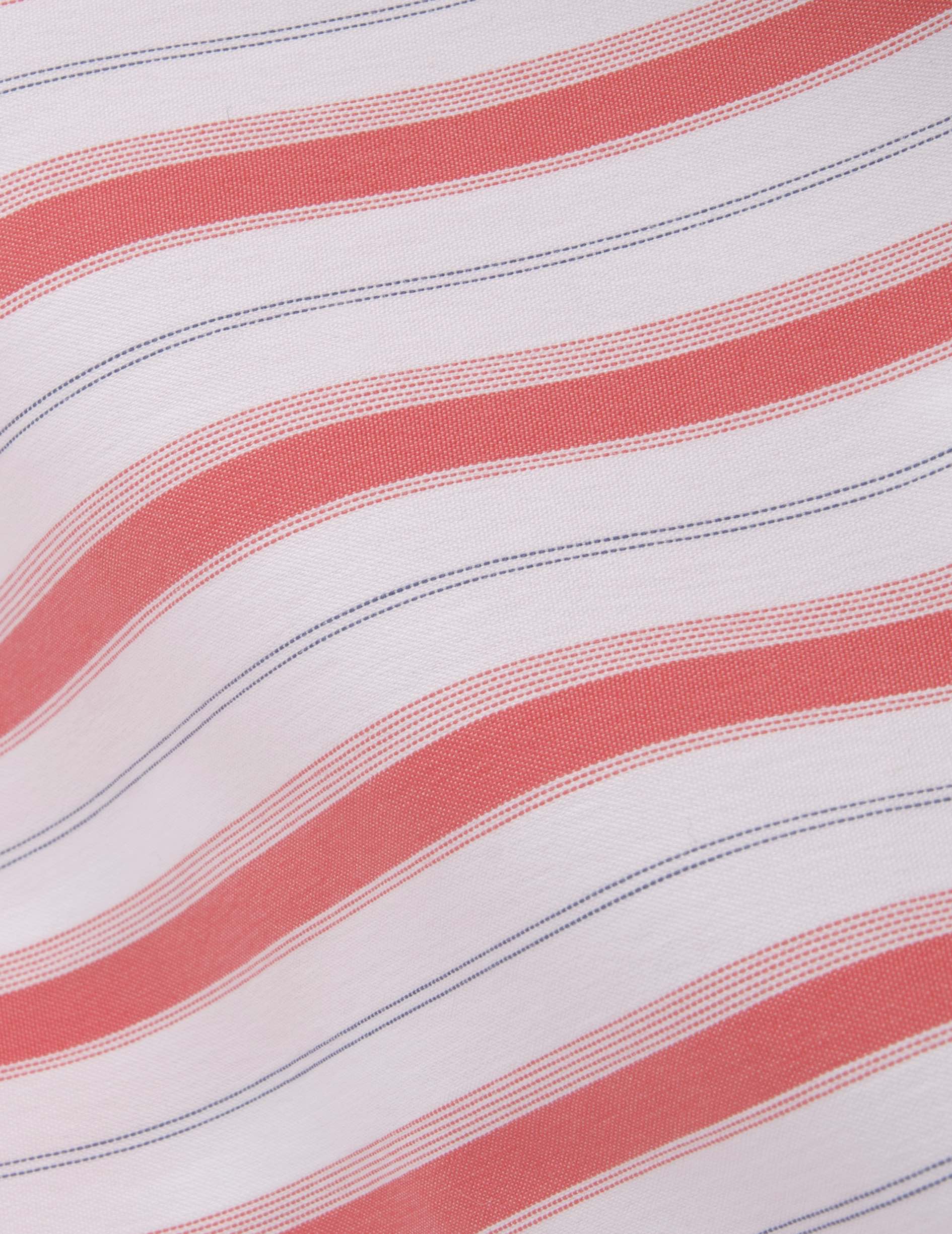 Striped coral Nesrine shirt - Poplin - Shirt Collar