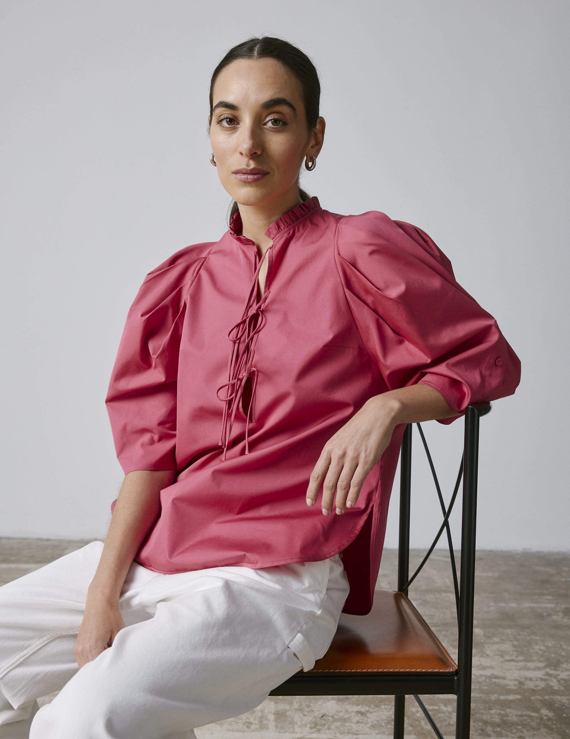 Coral Nicolle blouse - Poplin - Victorian Collar