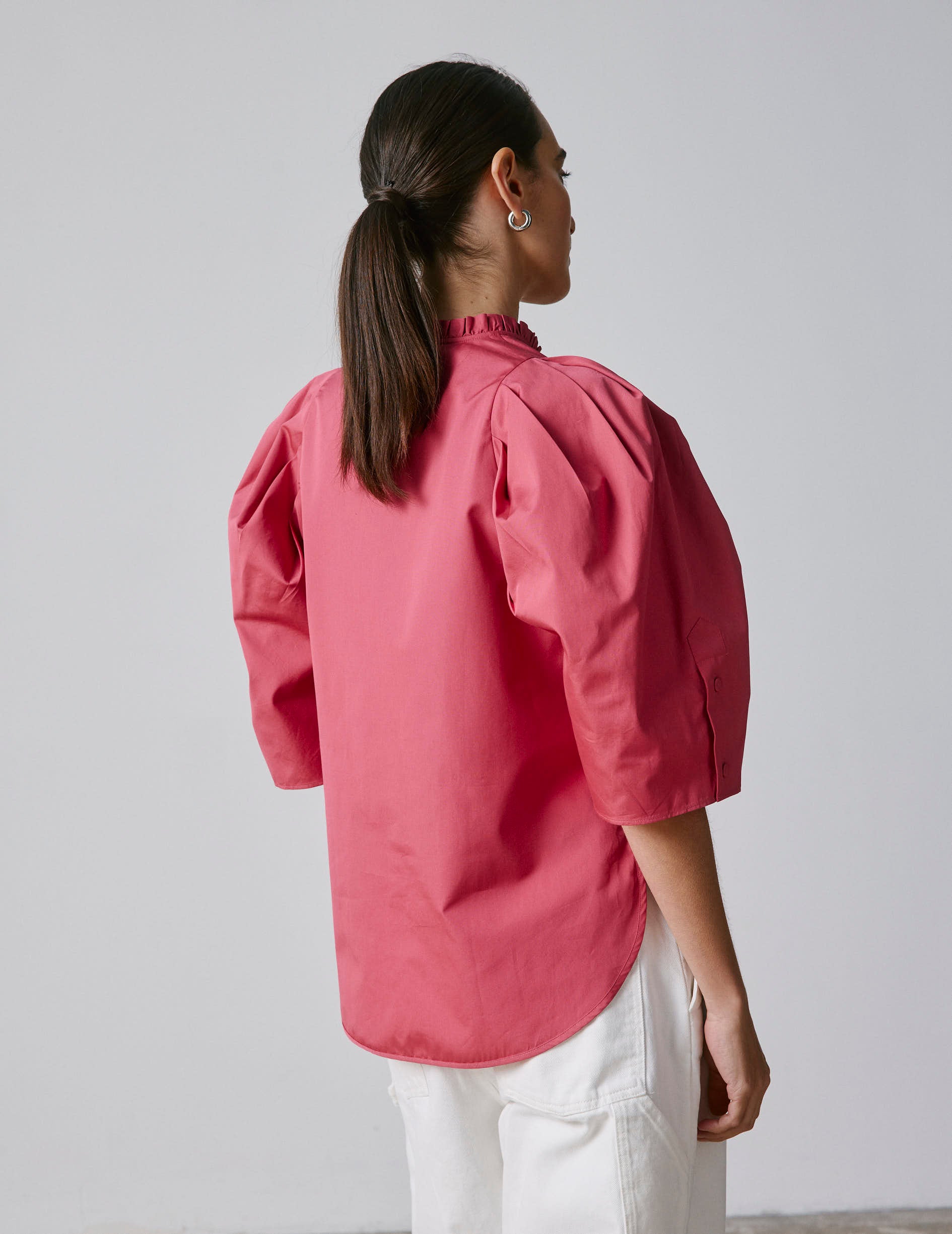 Coral Nicolle blouse - Poplin - Victorian Collar
