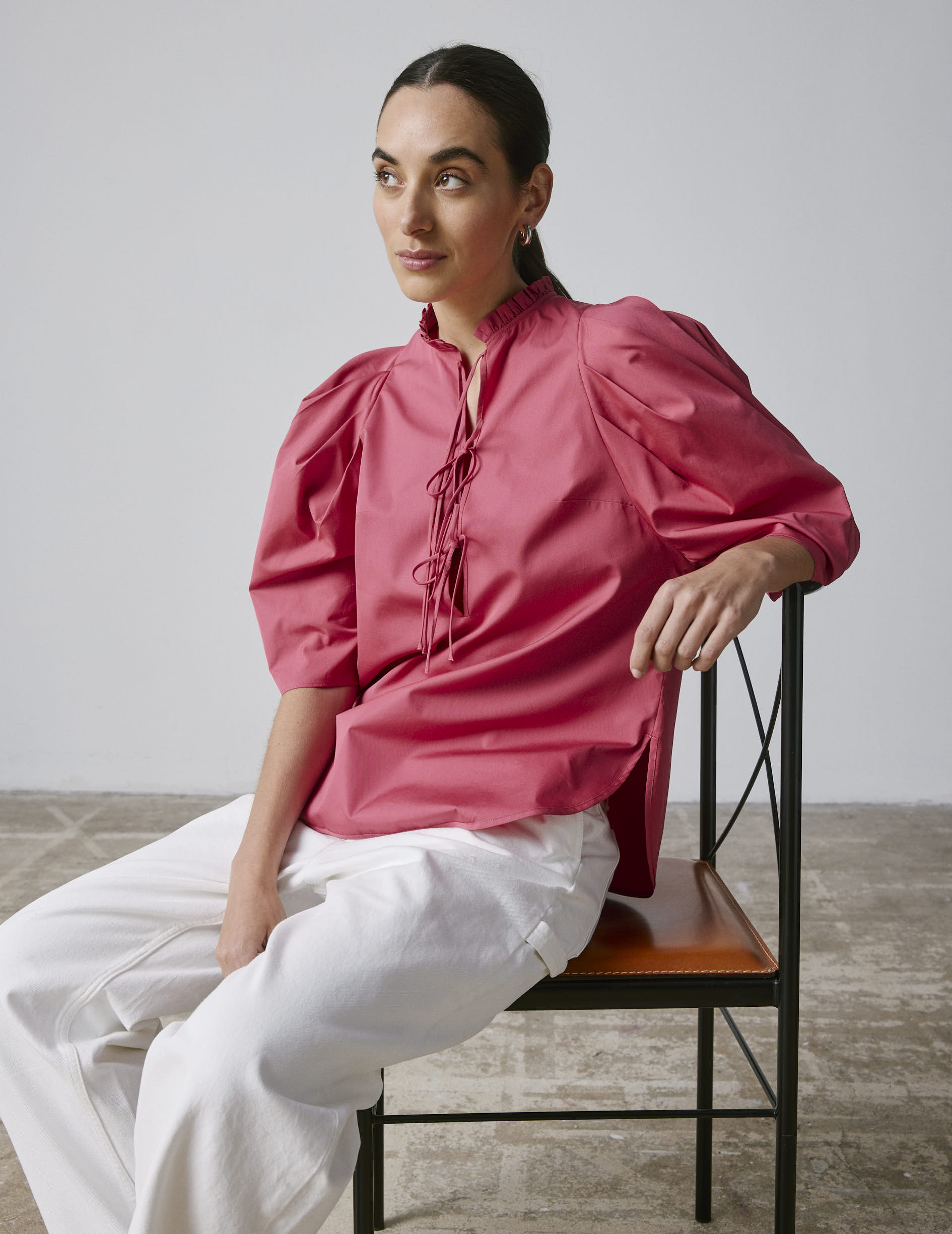 Coral Nicolle blouse - Poplin - Victorian Collar