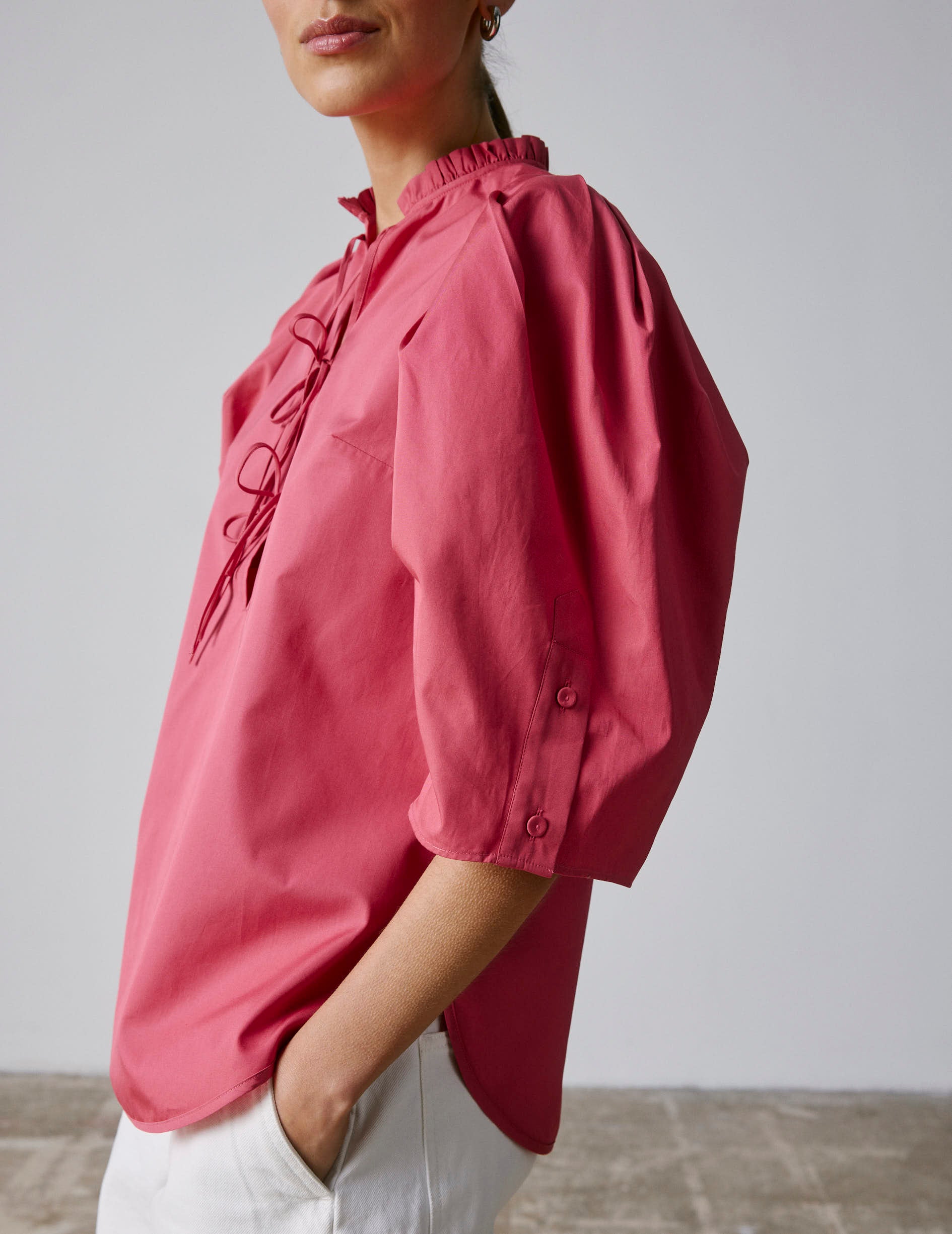 Coral Nicolle blouse - Poplin - Victorian Collar