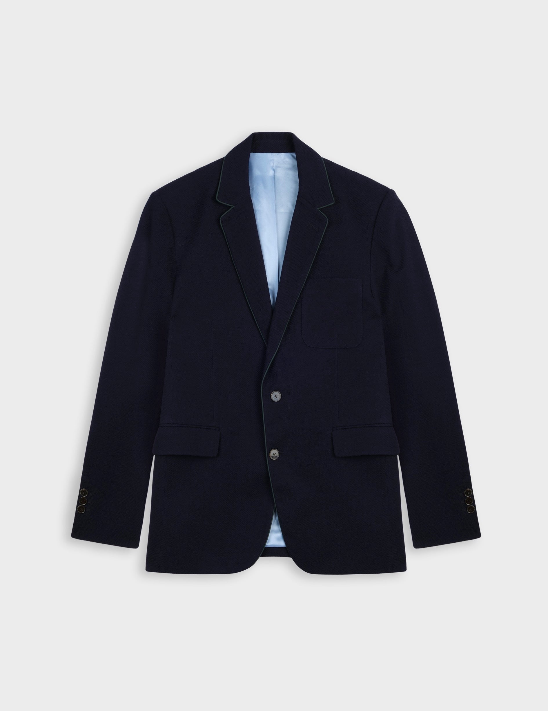 Blazer in plain navy virgin wool twill