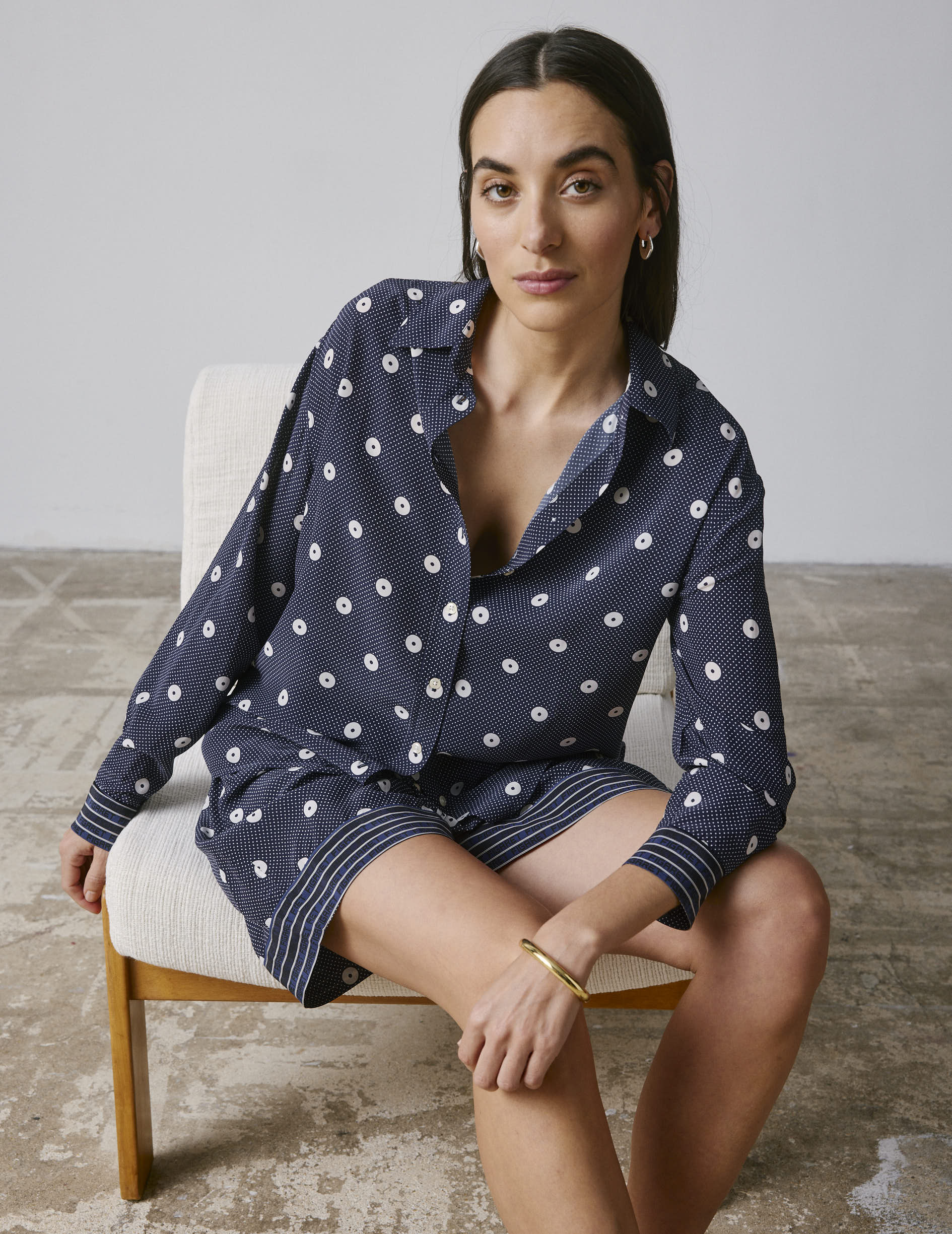 Navy crepe Nina shorts