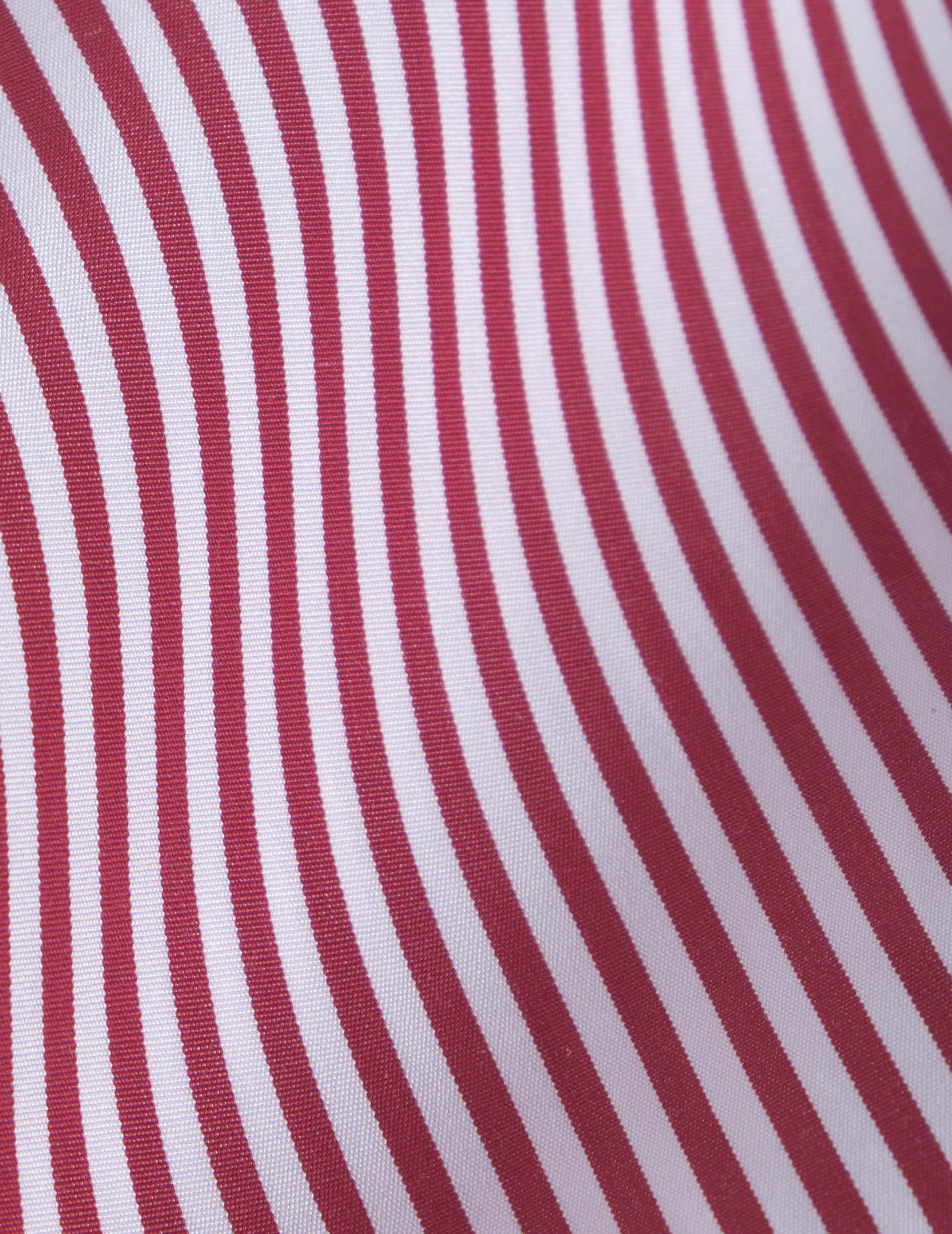 Cropped striped burgundy Ninon shirt - Poplin - Shirt Collar