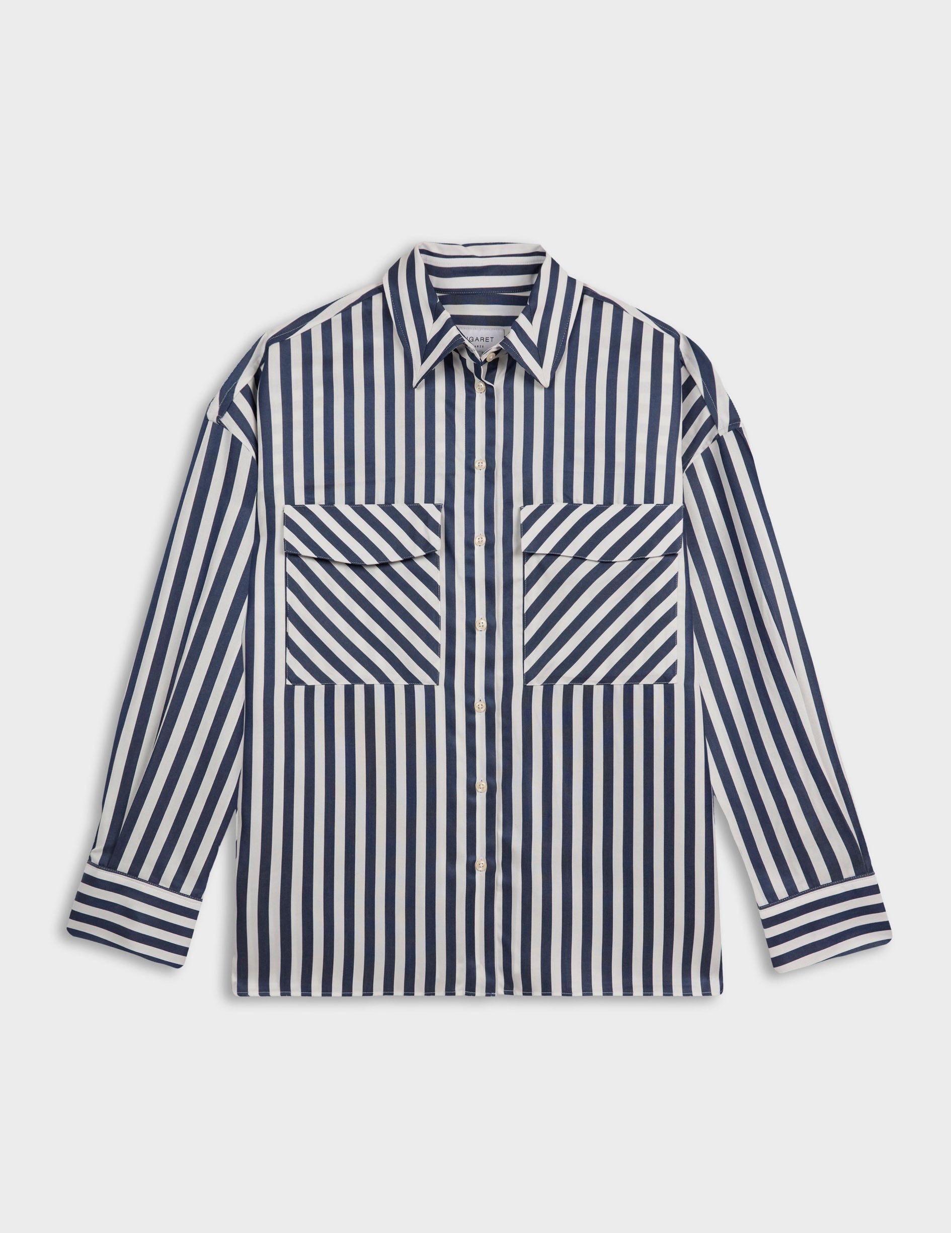 Striped navy Noémia shirt - Shirt Collar