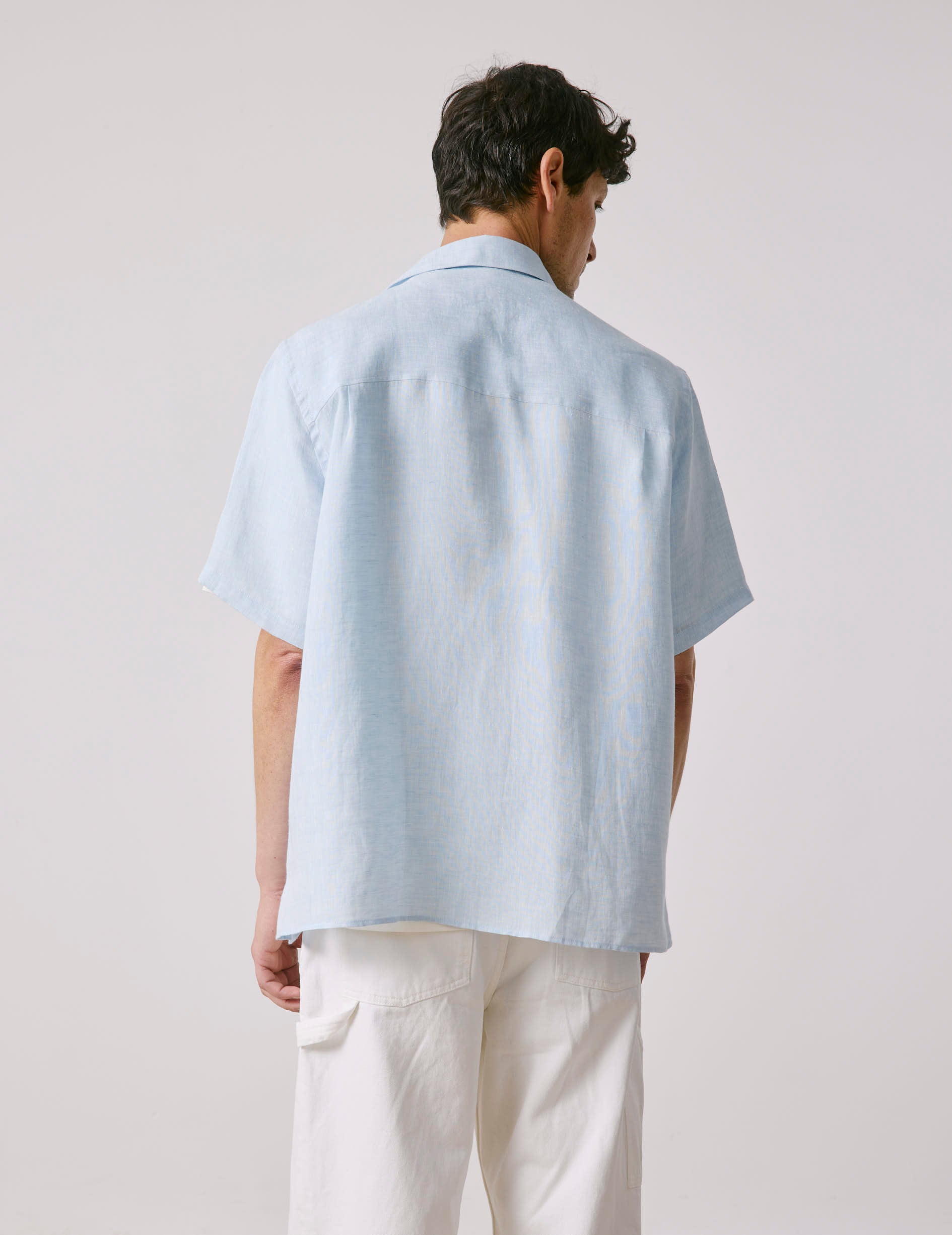 Nolhann light blue linen shirt - Linen - French Collar