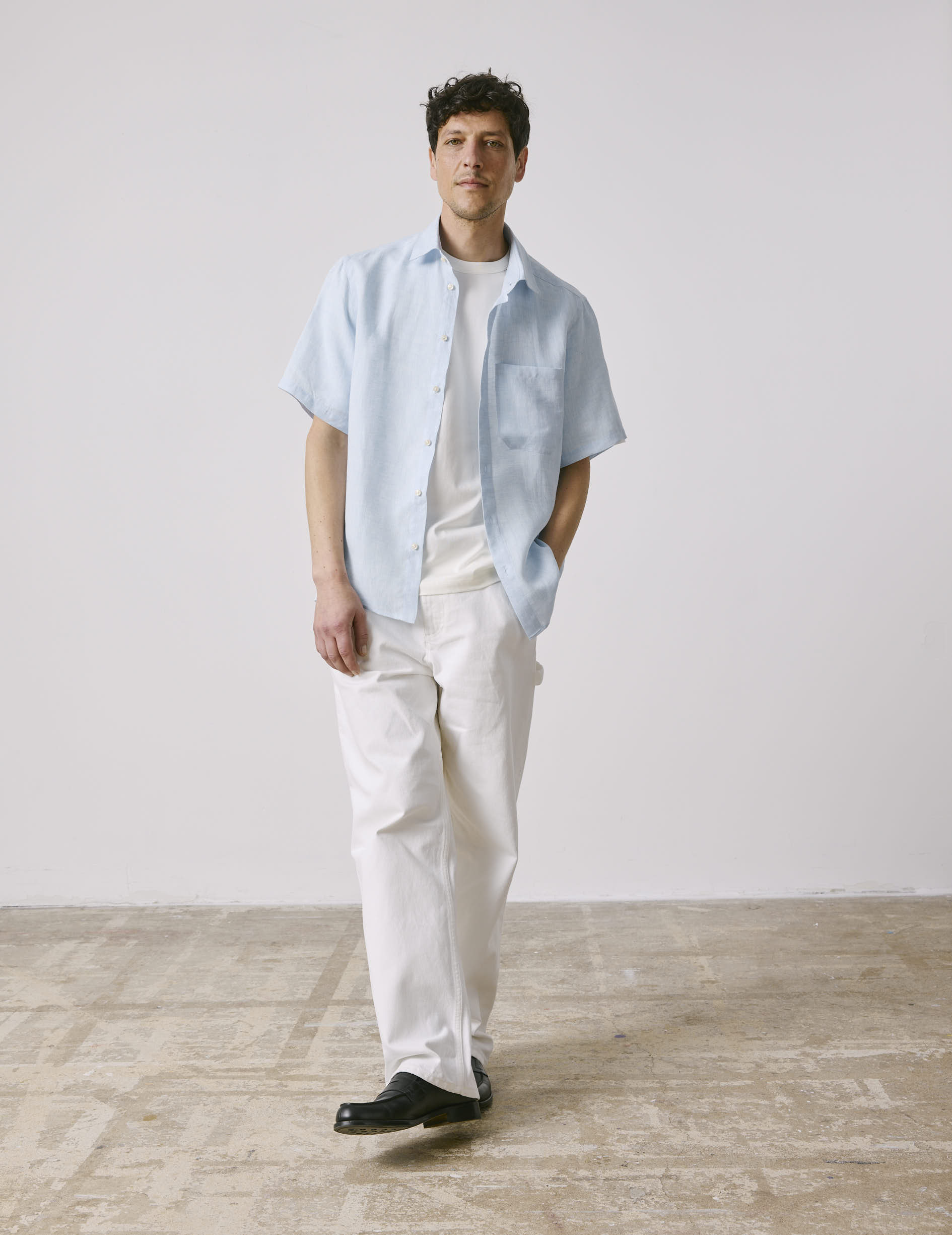 Nolhann light blue linen shirt - Linen - French Collar