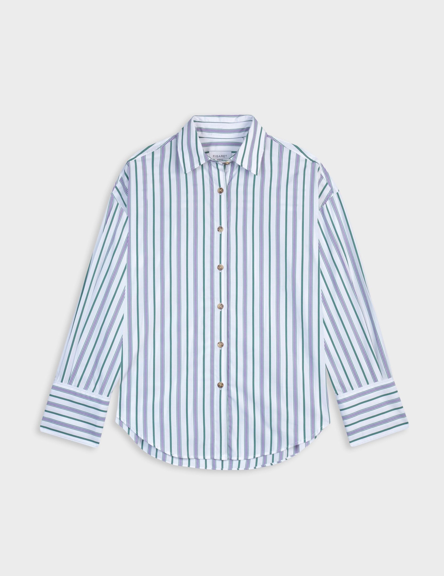 Noliana Striped purple shirt - Poplin - Shirt Collar
