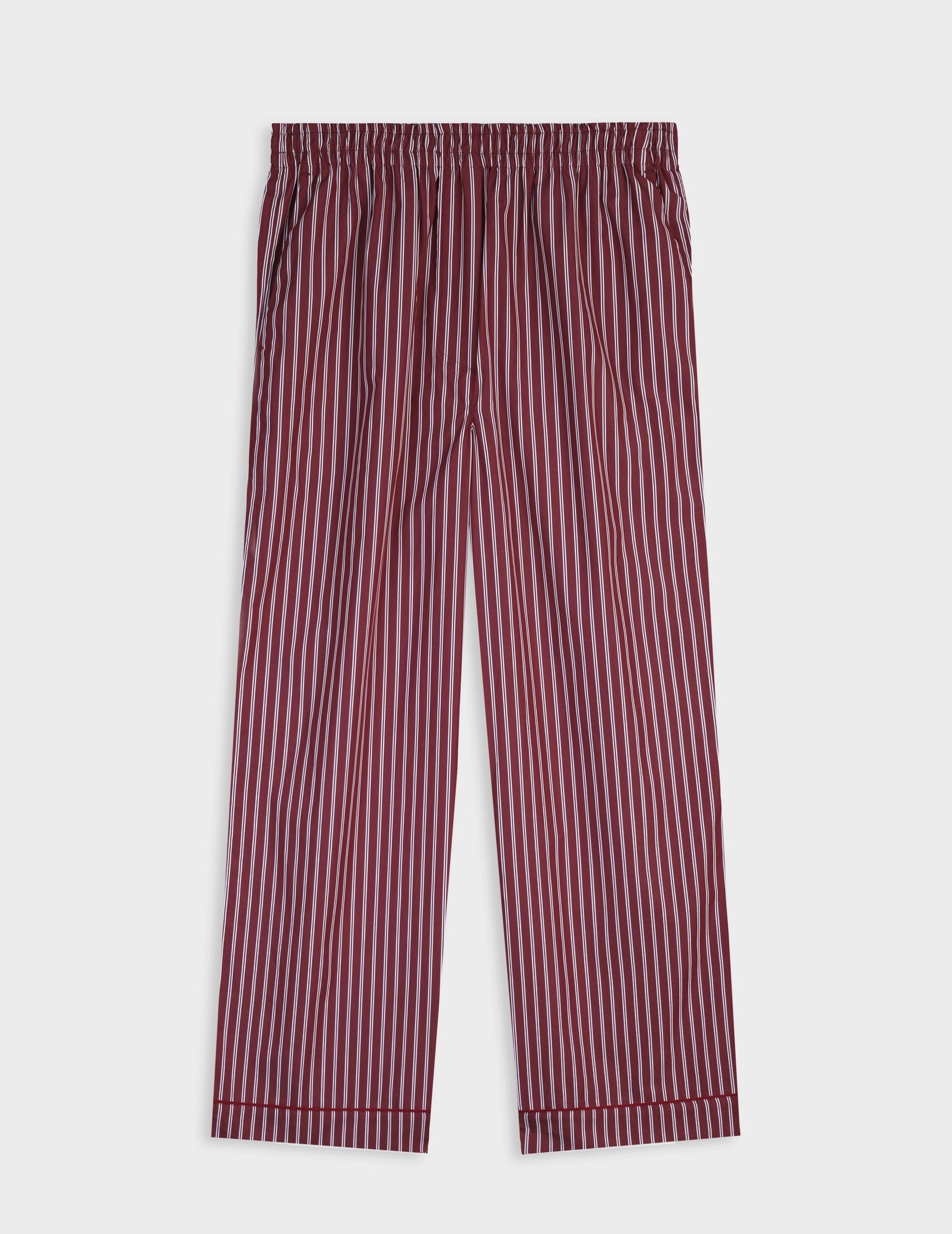 Striped burgundy poplin Notte pajama bottoms