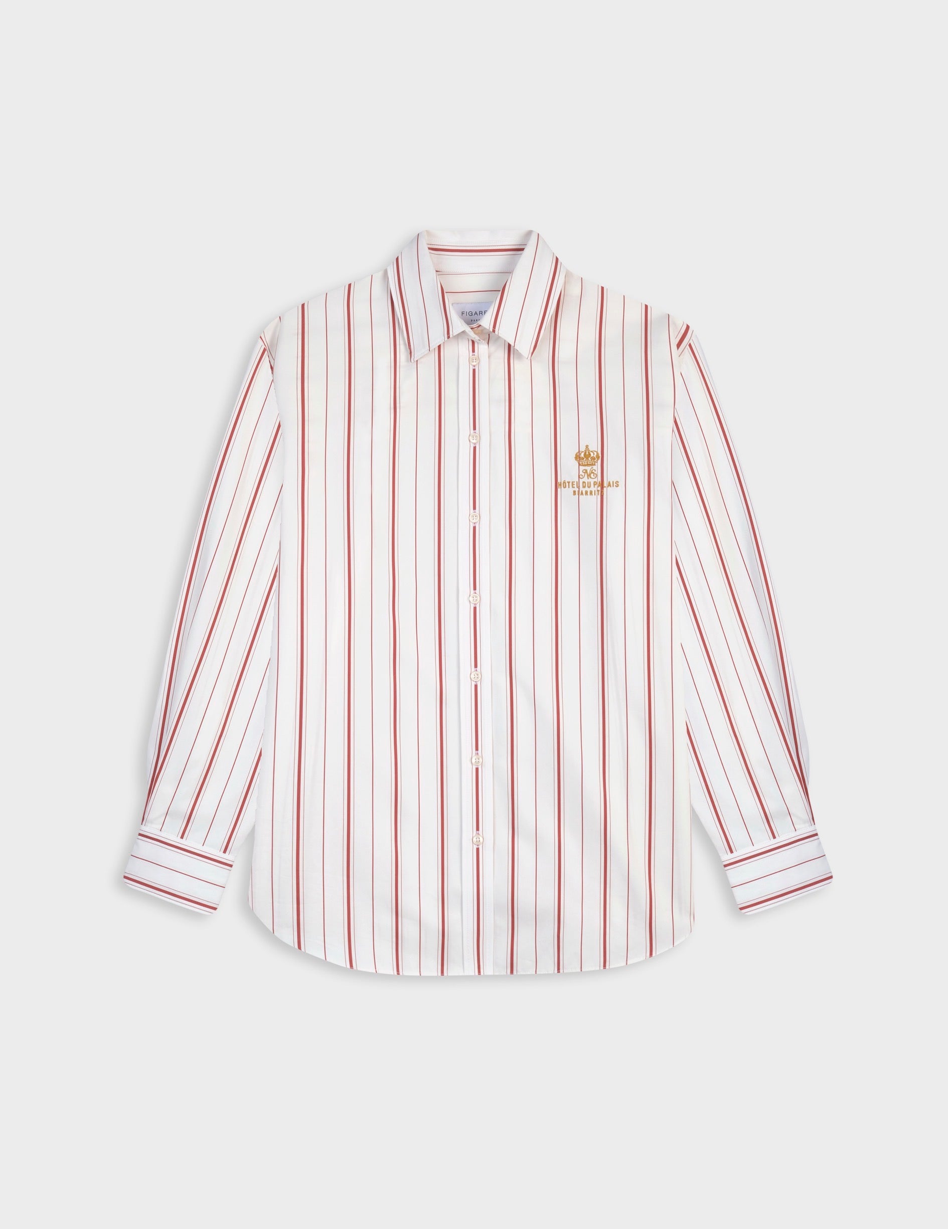 Unisex Olatua rust-orange striped shirt - Poplin - Figaret Collar