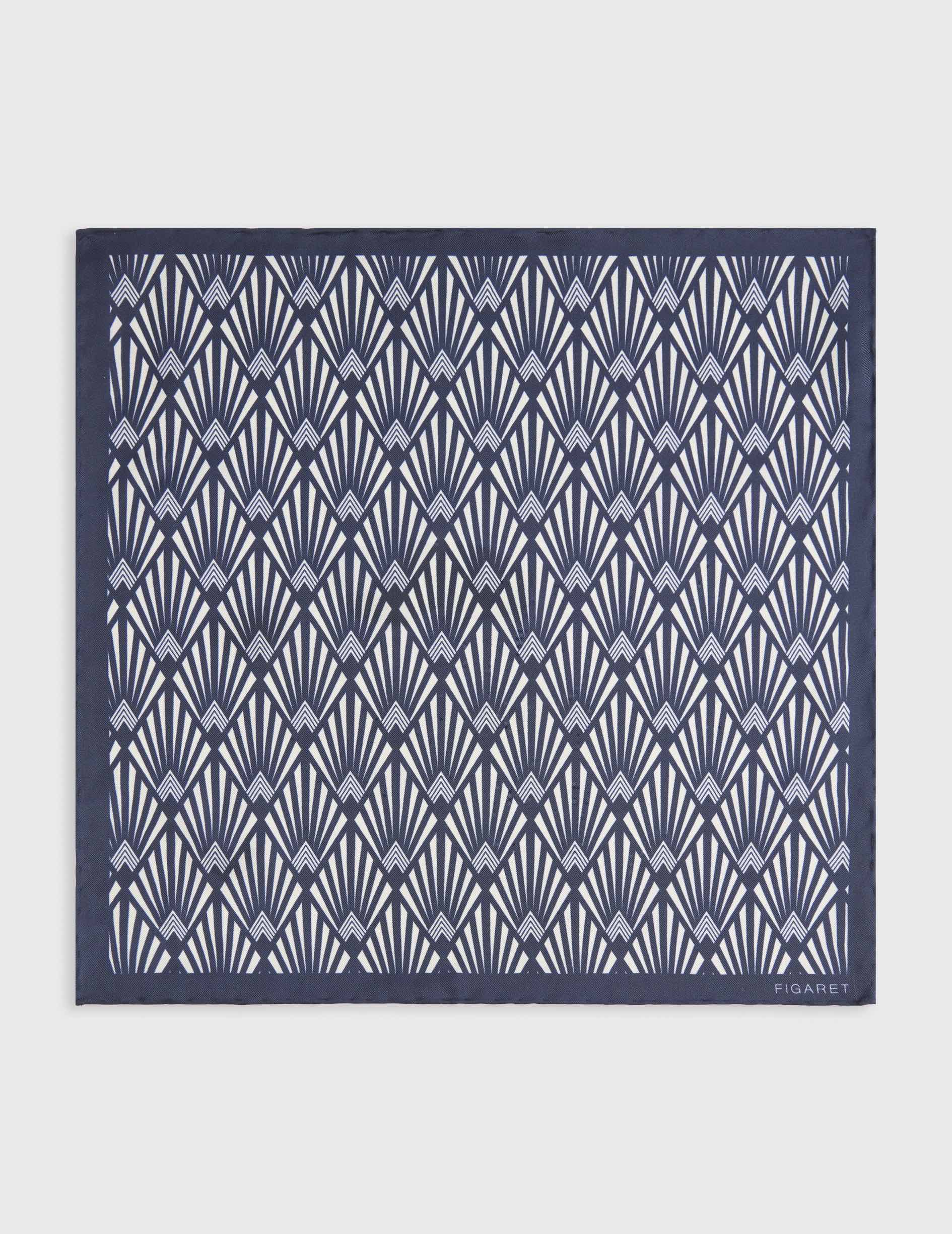 Pouch in printed navy silk