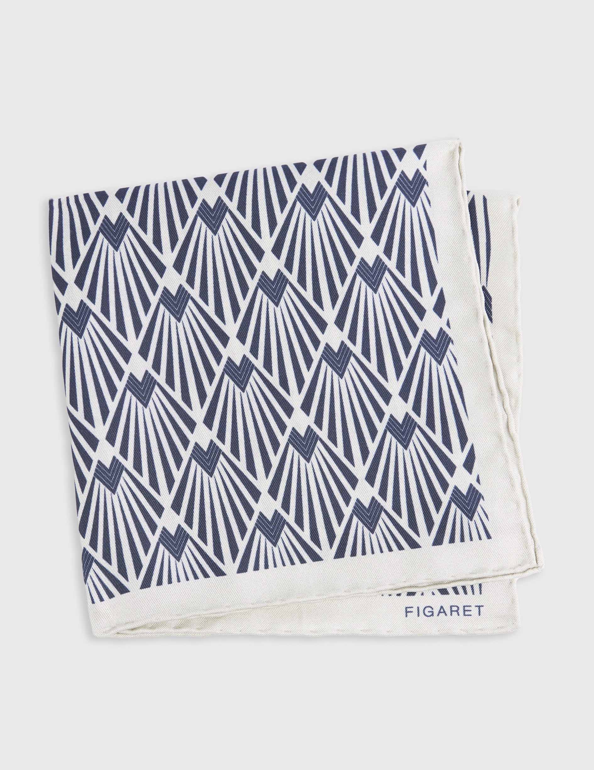 Pouch in printed ecru silk