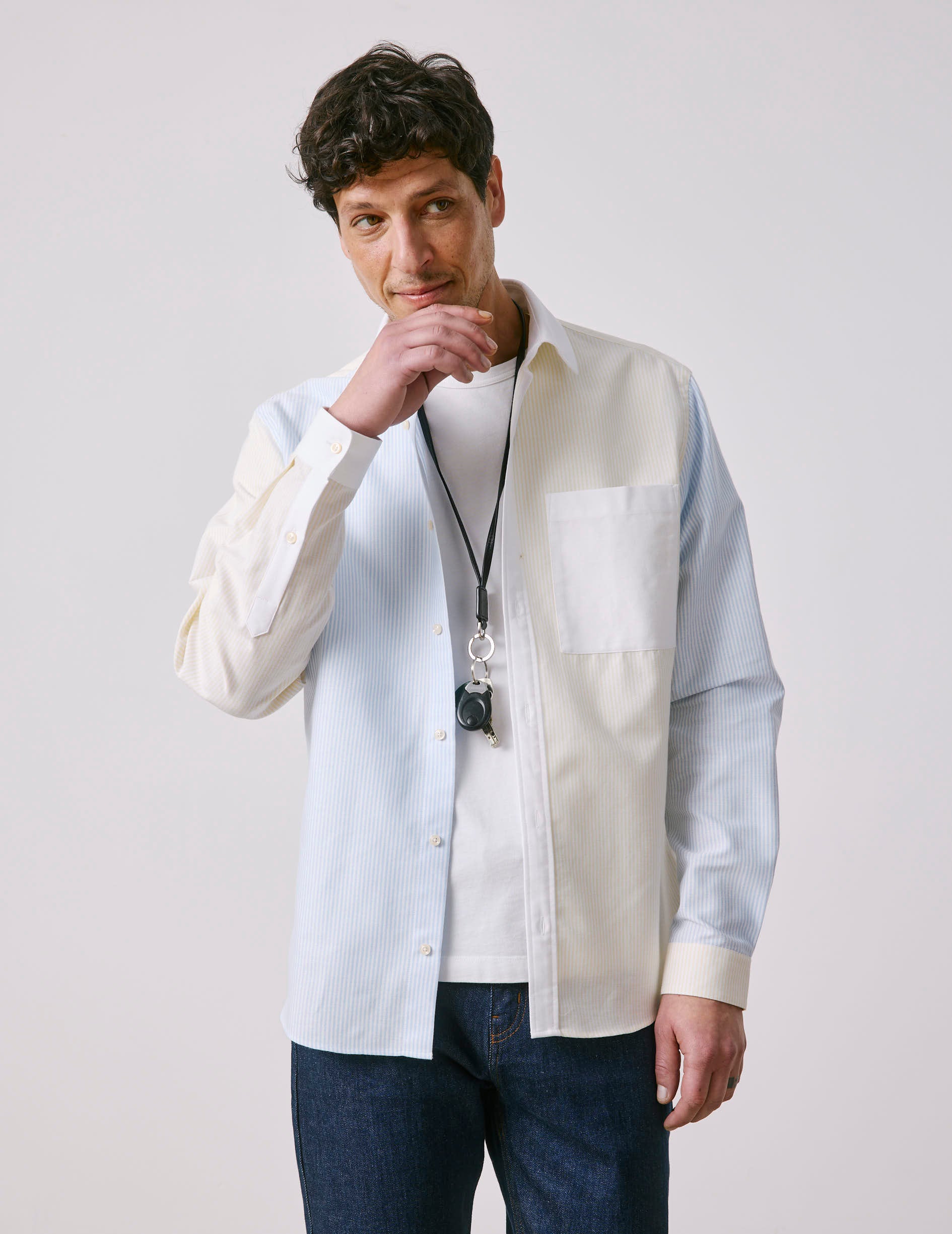 William Striped yellow Fun shirt - Oxford - American Collar