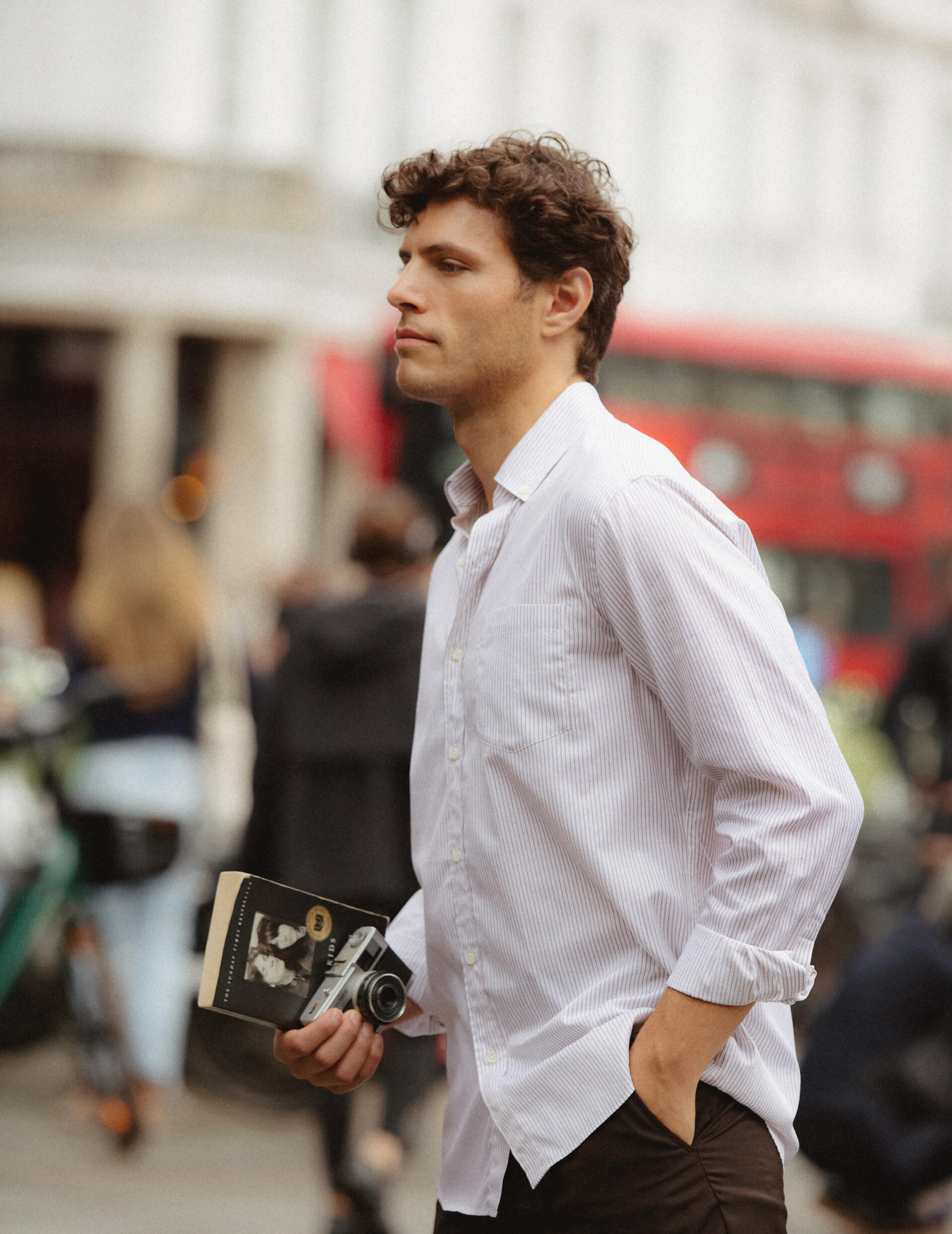Classic brown striped shirt - Twill - American Collar