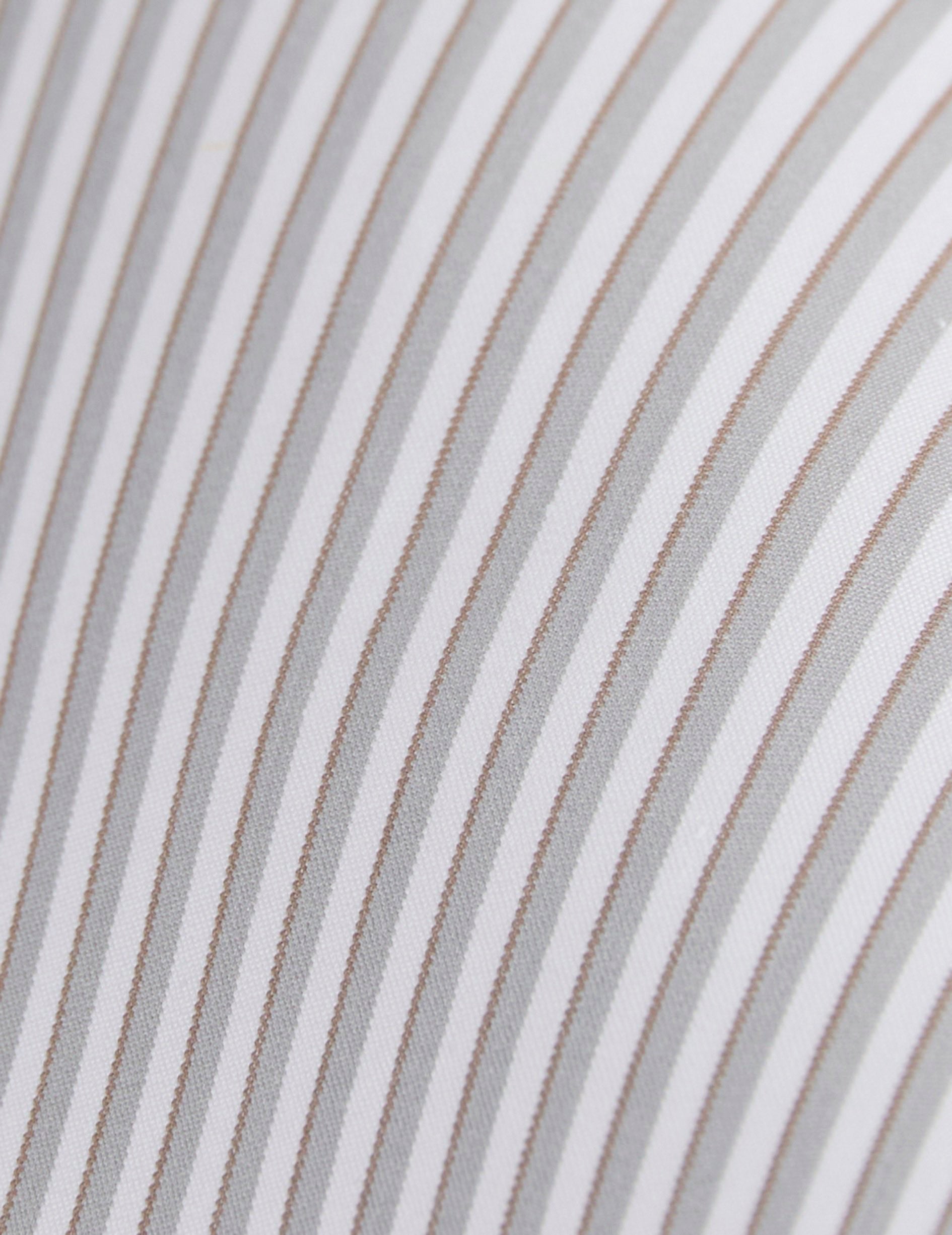 Beige striped Aristote shirt - Oxford - Italian Collar