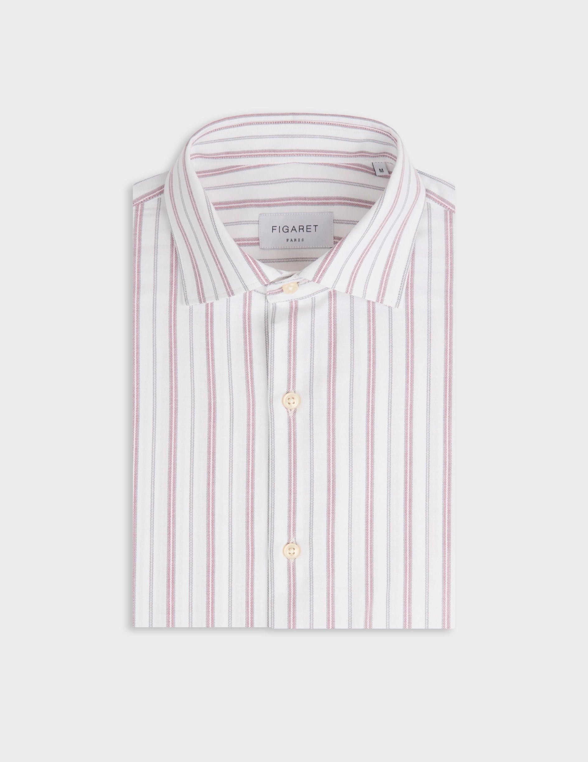 Red striped Aristote shirt - Oxford - Italian Collar