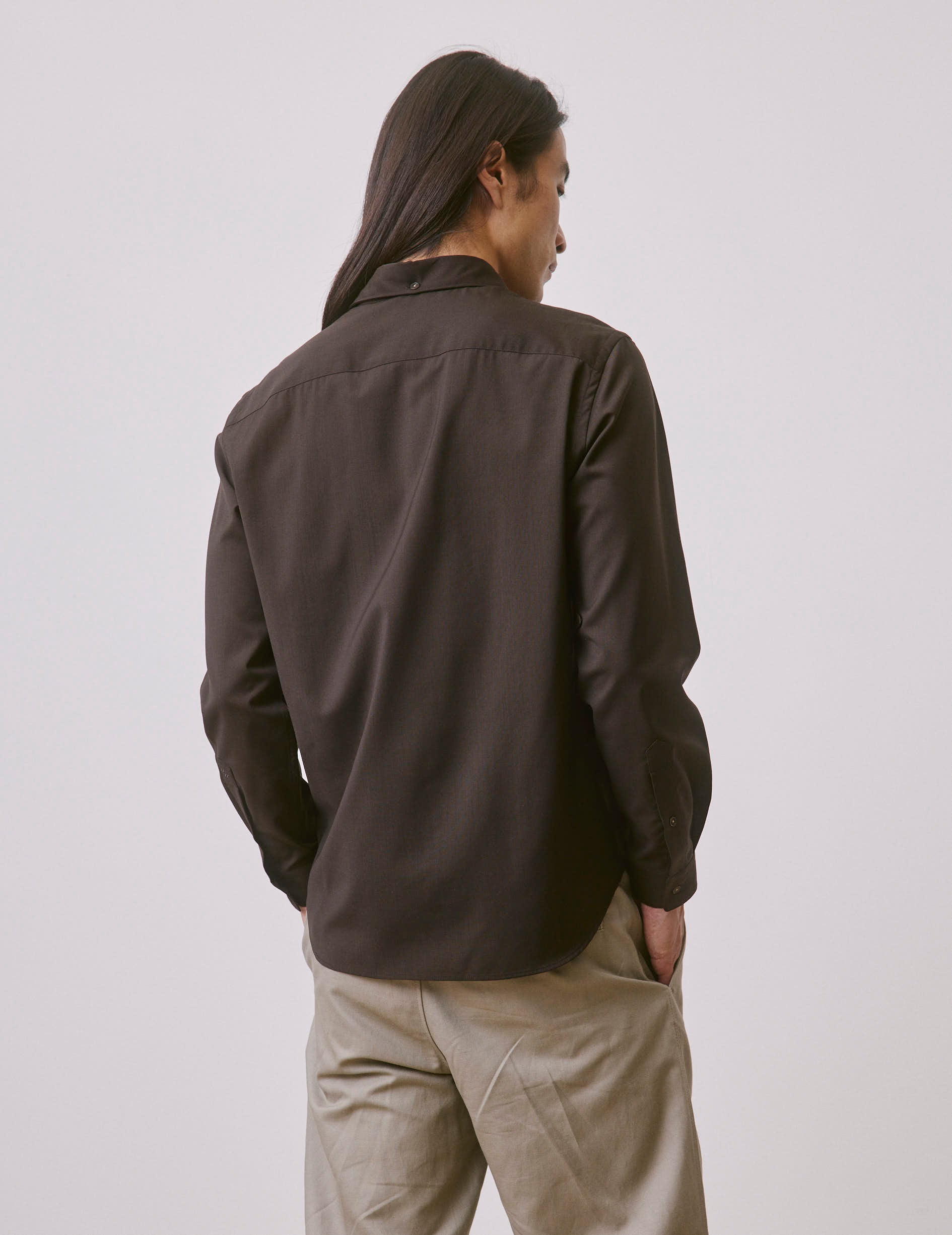 Aristote brown virgin wool shirt - Wool - Italian Collar