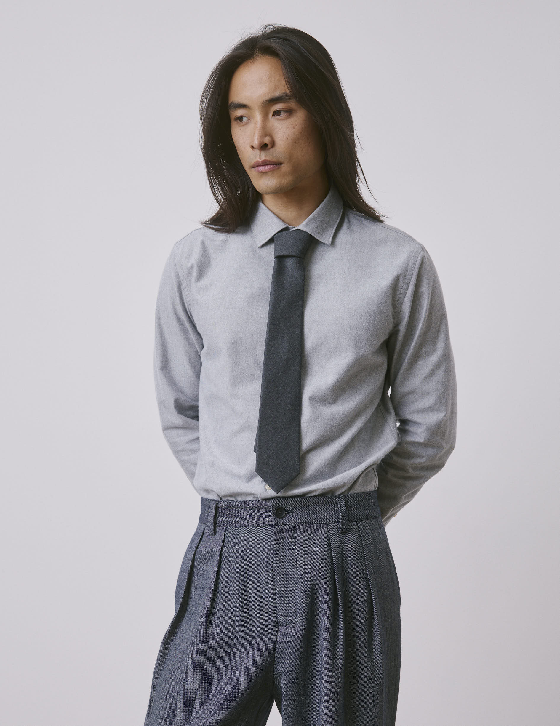 Grey Auguste shirt - brushed oxford - French Collar