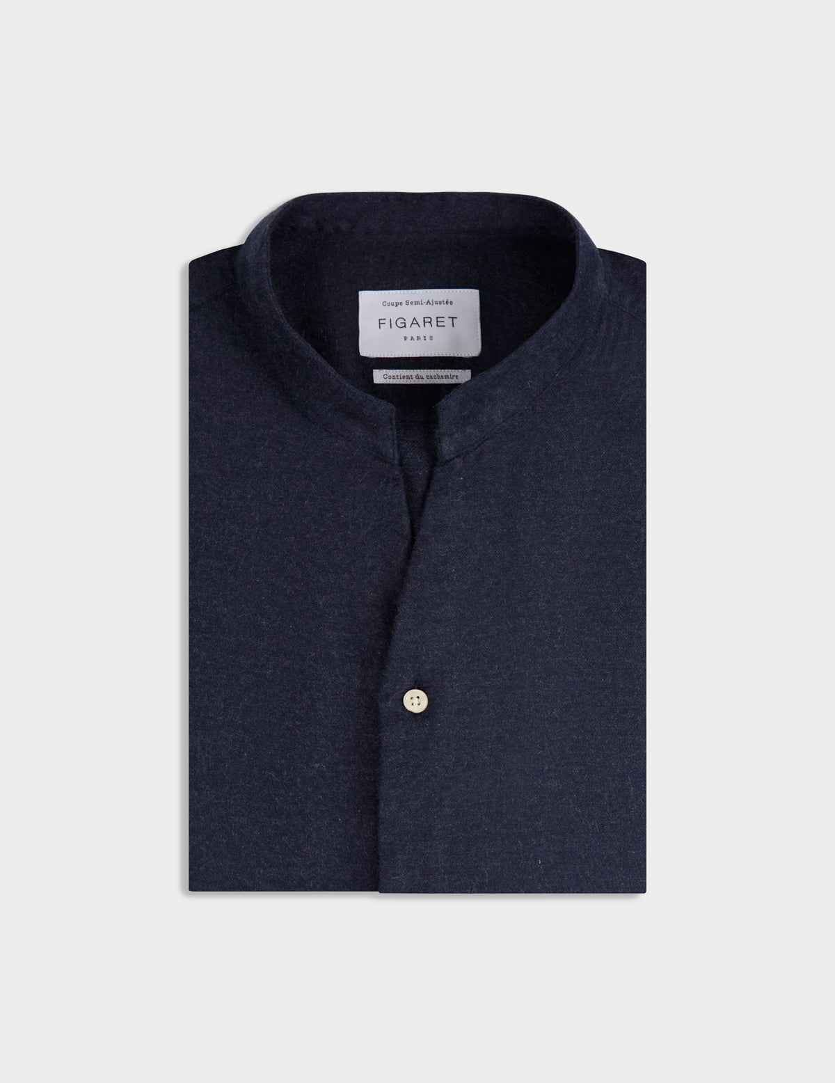 Navy blue flannel Carl shirt - Flannel - Carl Collar