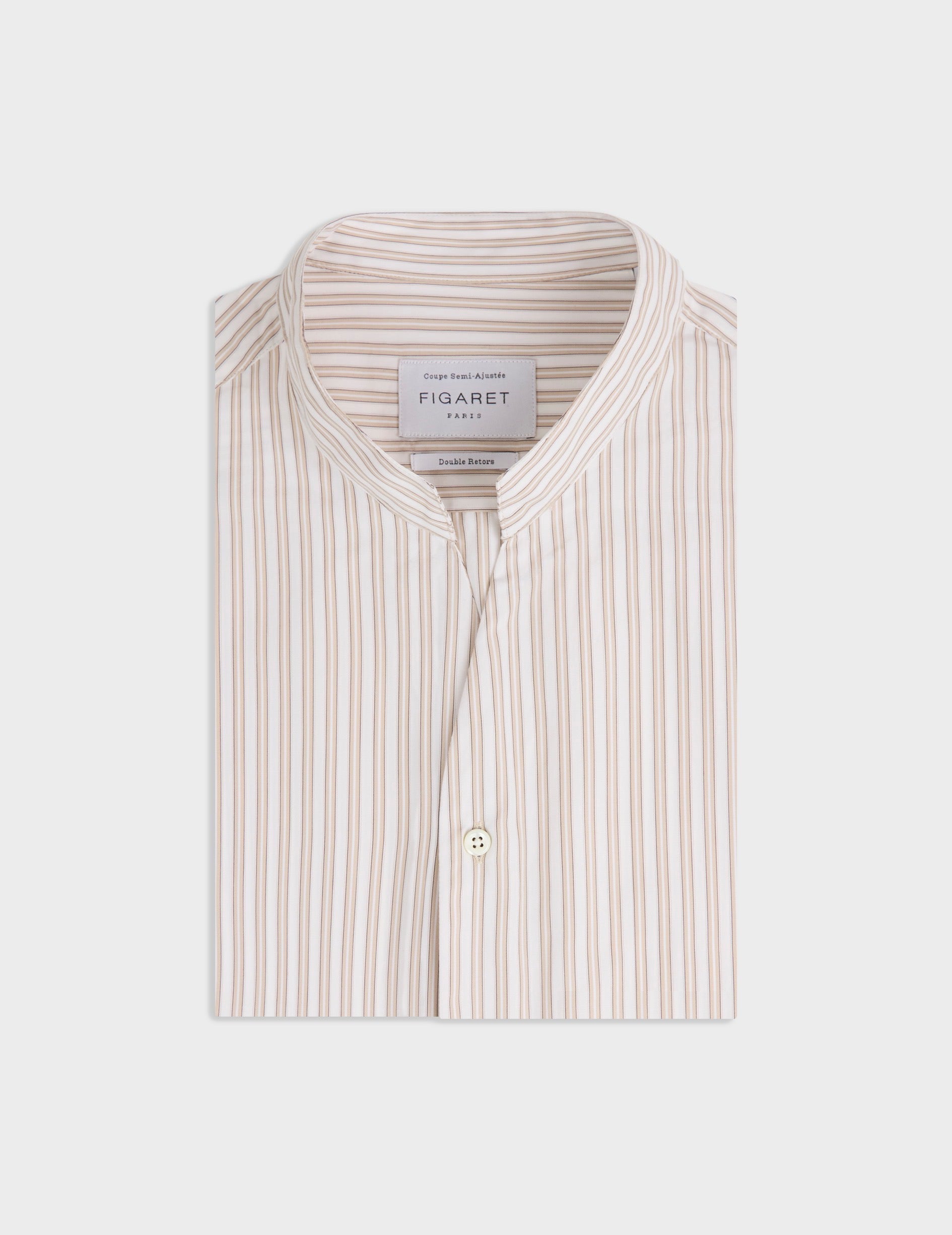 Carl striped beige shirt - Poplin - Carl Collar