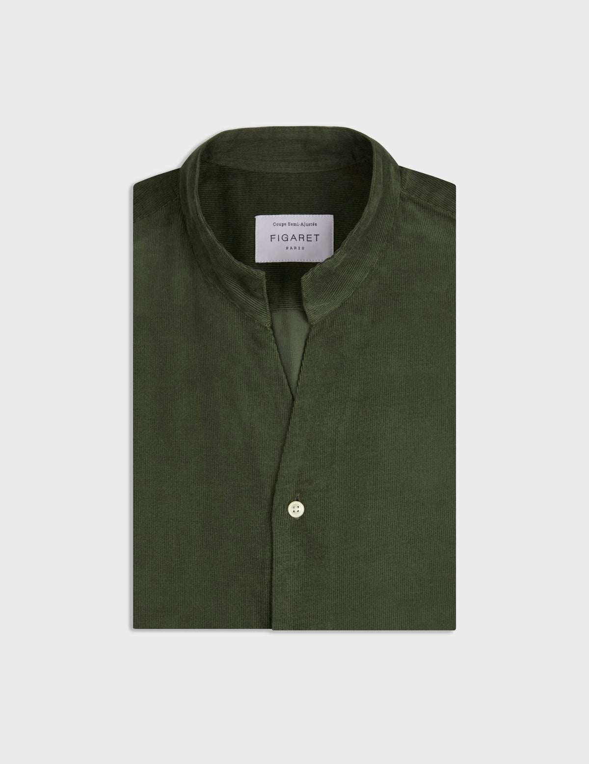 Khaki velvet Carl shirt - Velvet - Carl Collar