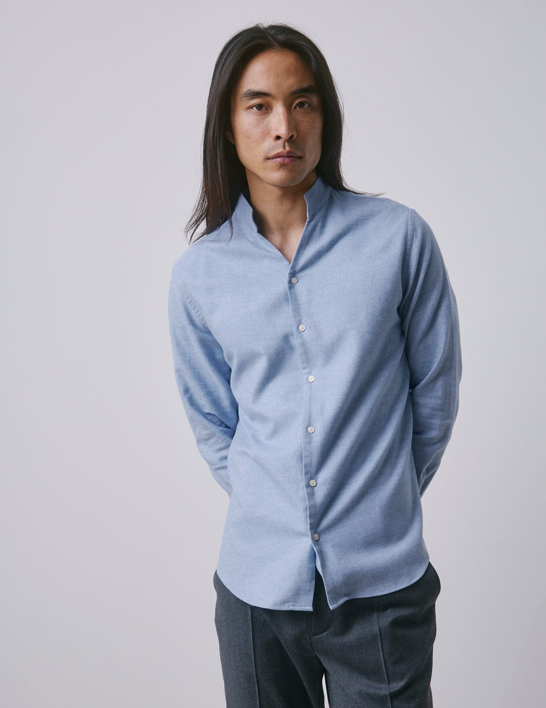 Light blue flannel Carl shirt - Flannel - Carl Collar