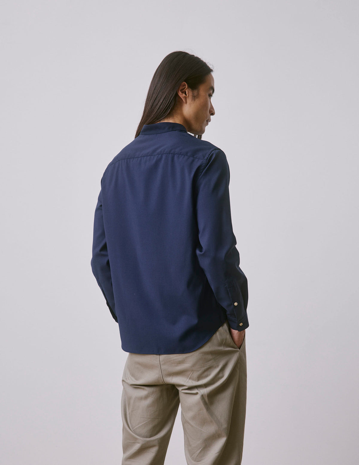Navy blue virgin wool Carl shirt - Wool - Carl Collar