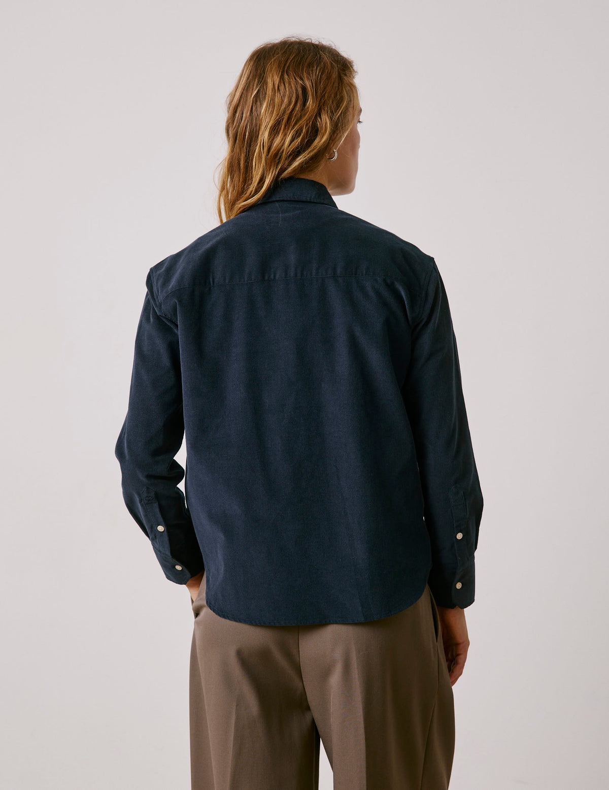 Navy blue velvet Charlotte shirt - Velvet - Shirt Collar