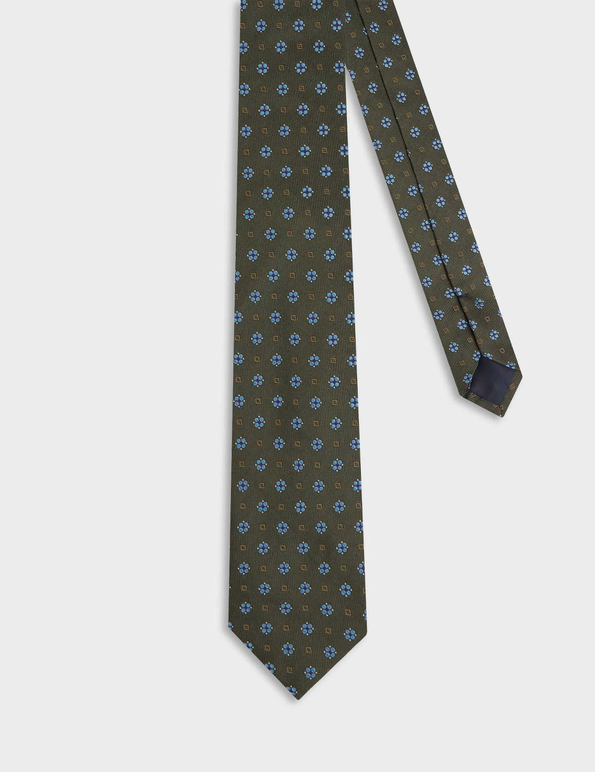 Khaki floral silk tie