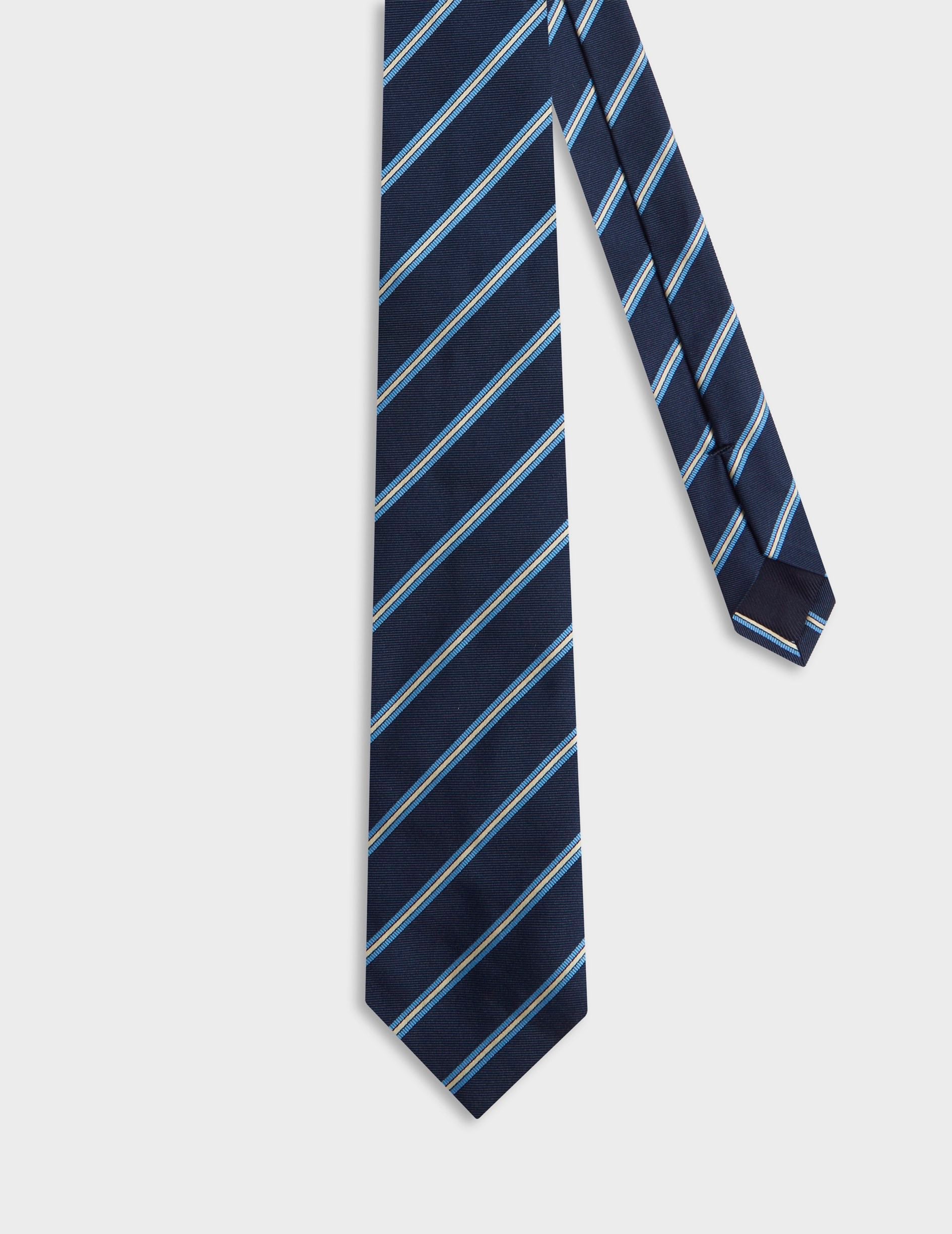 Navy striped silk club tie